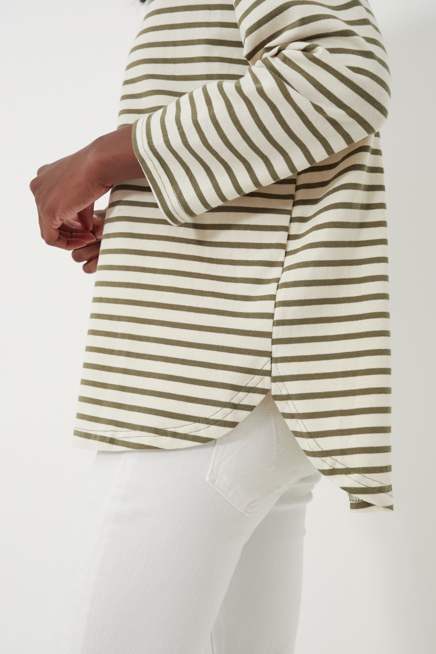 Olive Striped Knit Popover