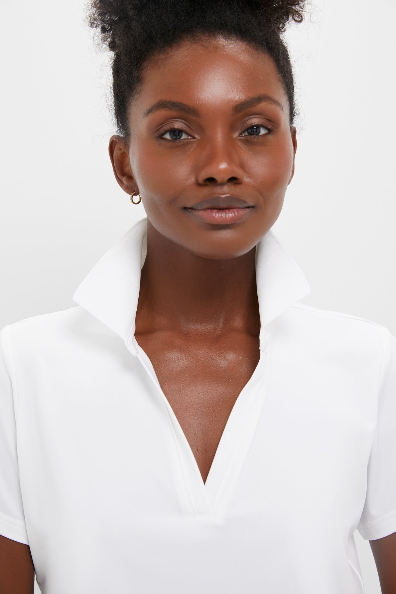 White Short Sleeve Caroline Polo