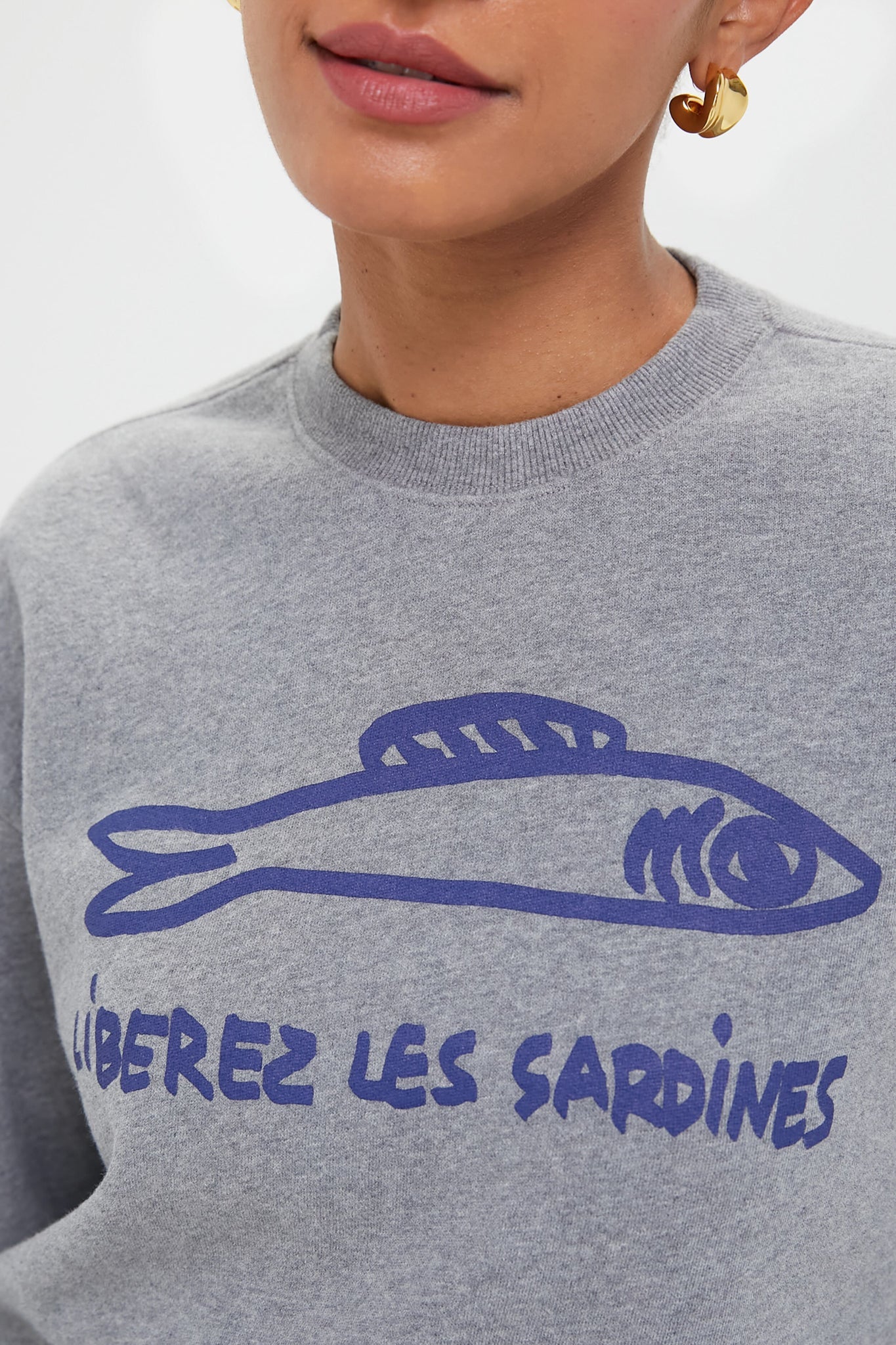 Grey and Navy Liberez Les Sardines Oversized Sweatshirt