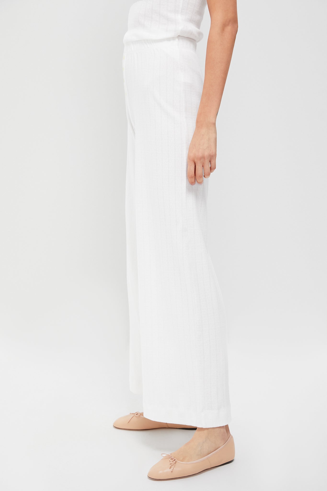 White Pointelle Boxer Pants