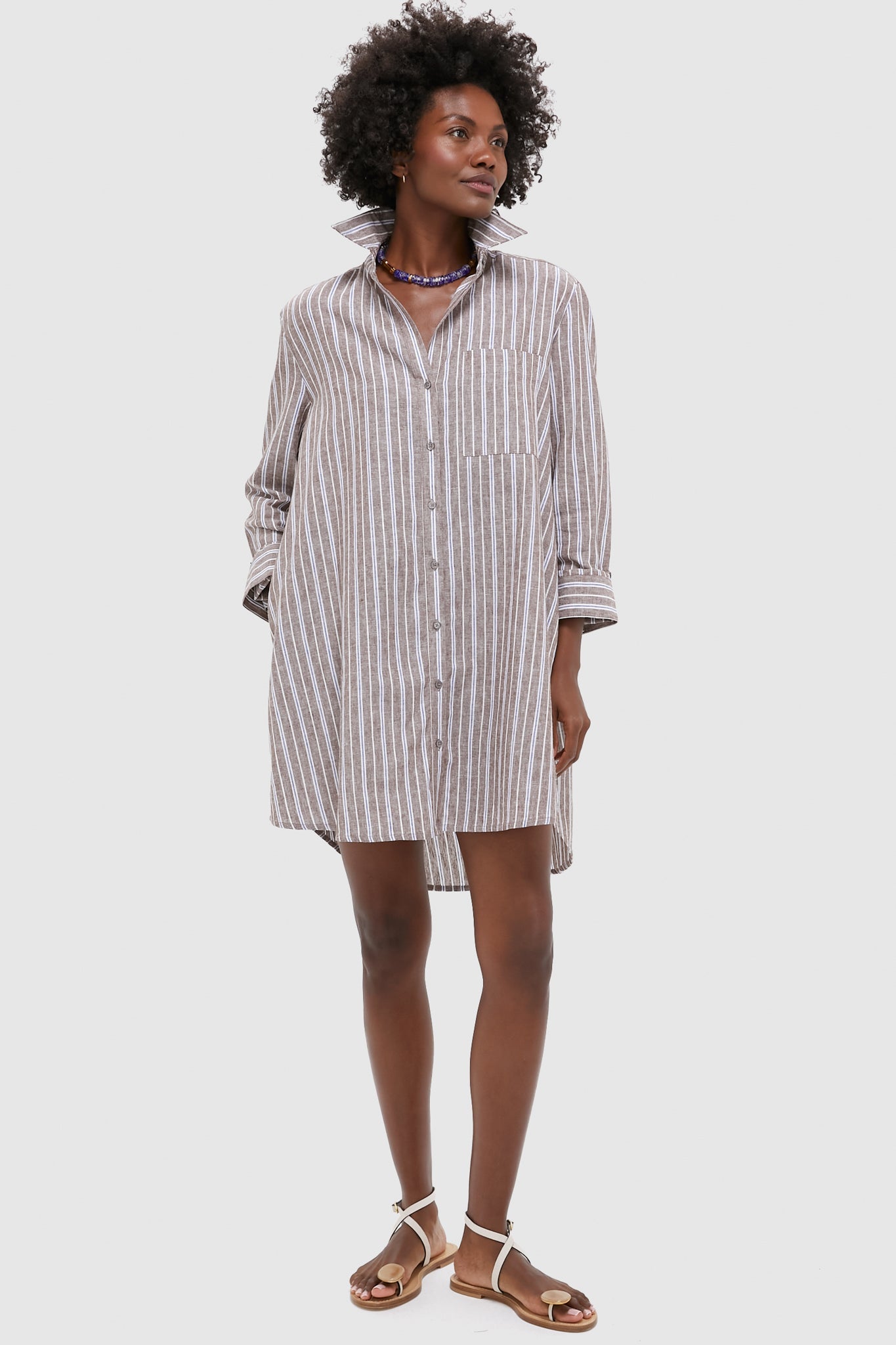 Summer Stripe Linen Carlotta Shirt Dress