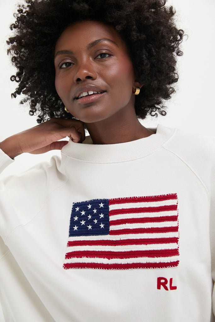 Nevis American Flag Long Sleeve Sweatshirt