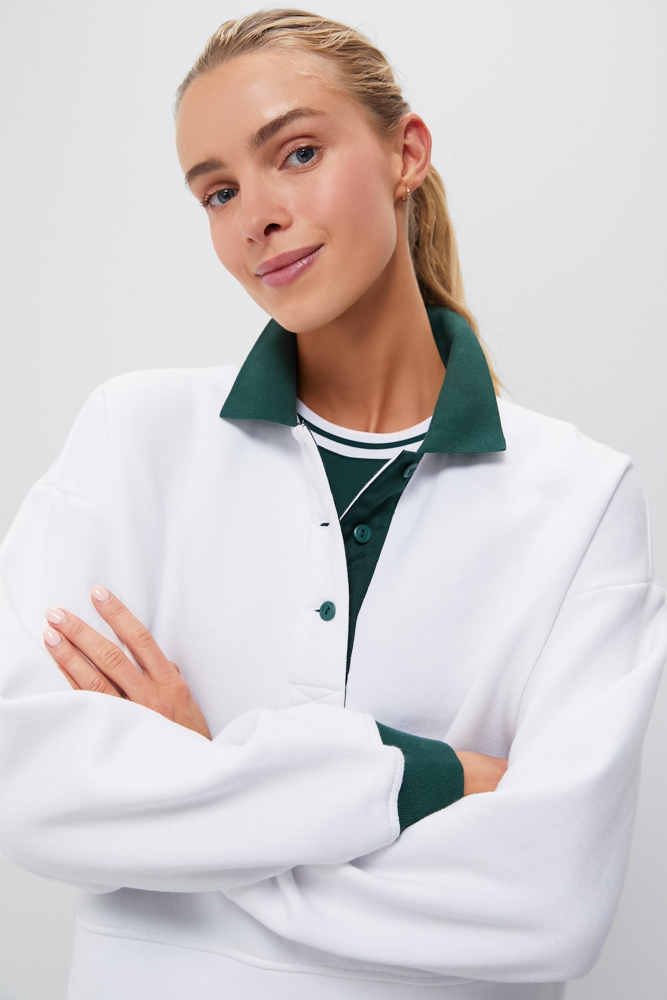White Miles Collared Pullover