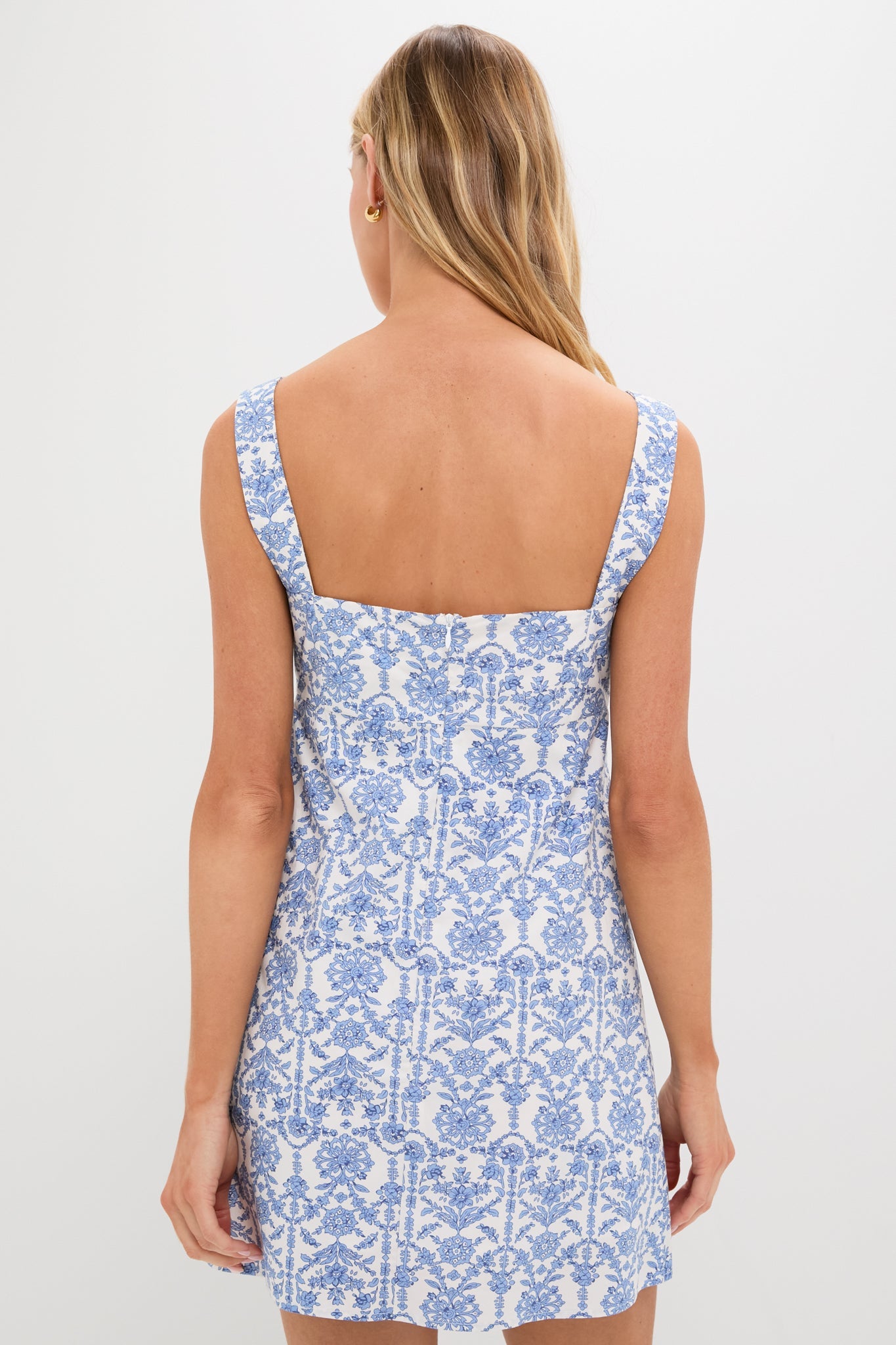 Blue and White Volos Mini Dress