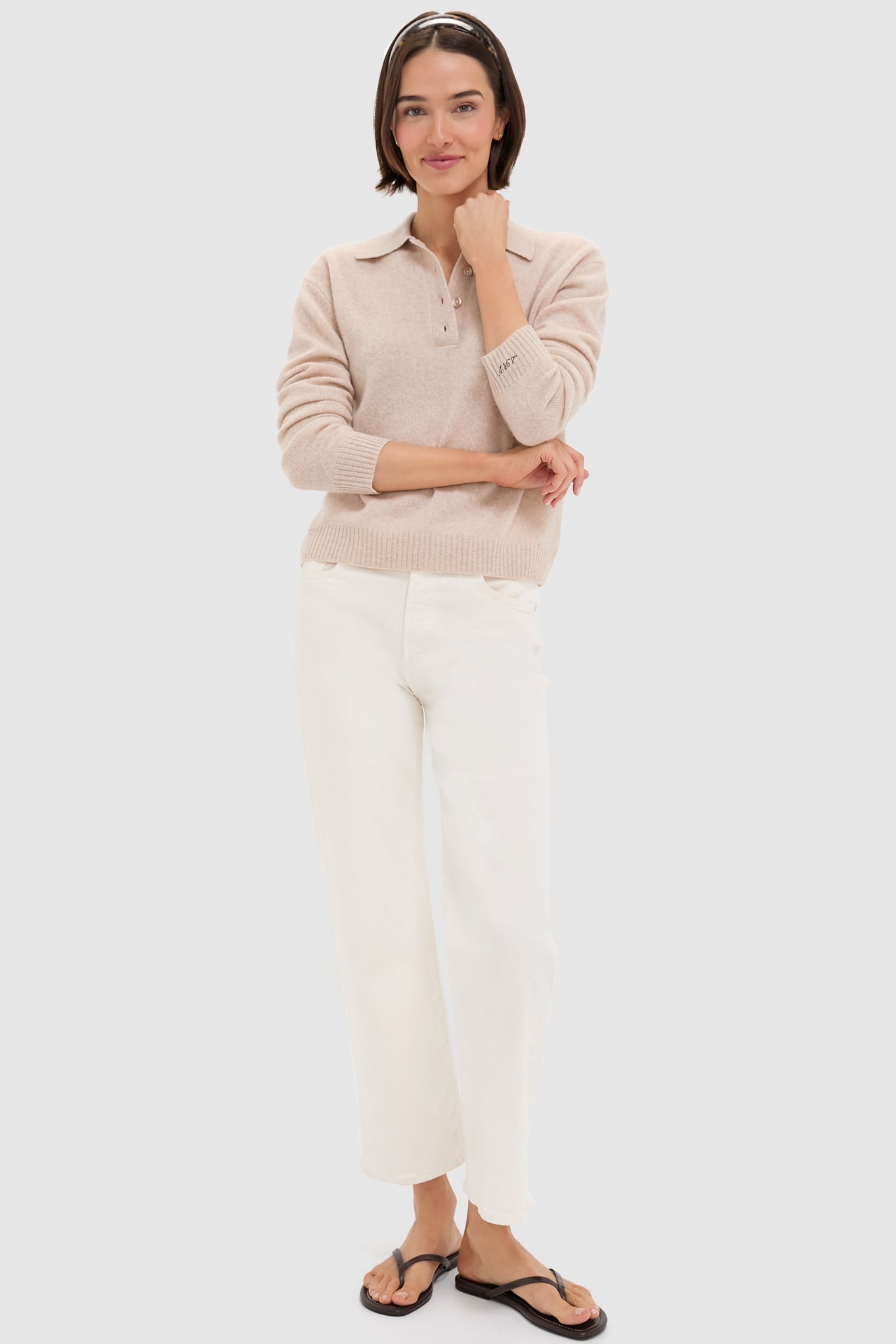 Sandstone Cashmere Cassidy Polo Sweater