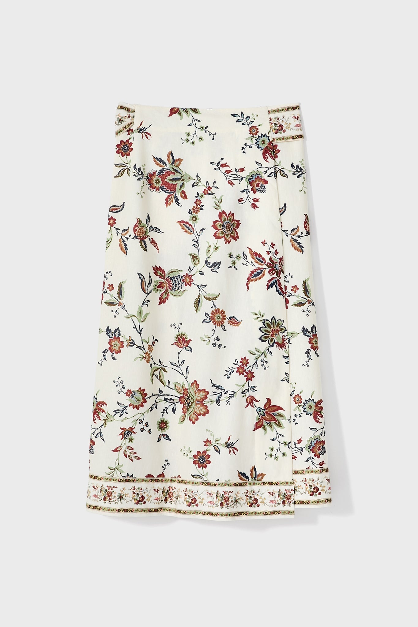 Terracotta Chintz Cotton Linen Margot Wrap Skirt