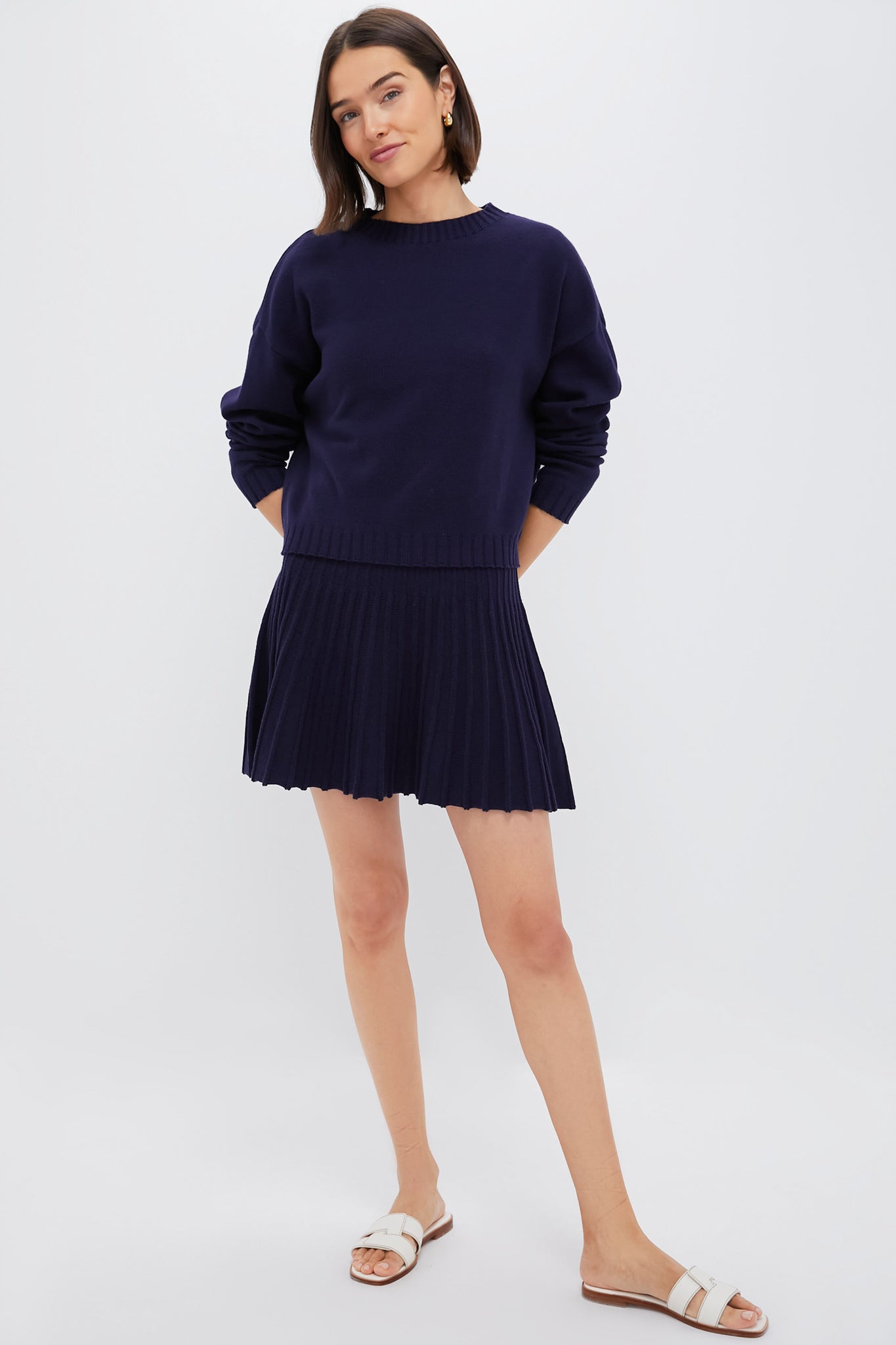 Navy Knit Milly Crewneck Sweater