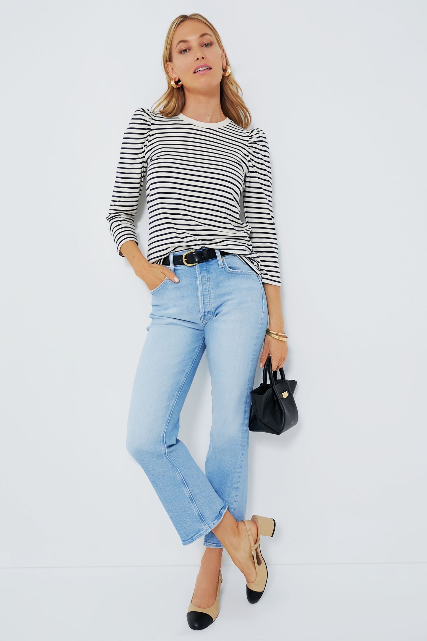 Navy Striped Vesty Long Sleeve Crewneck