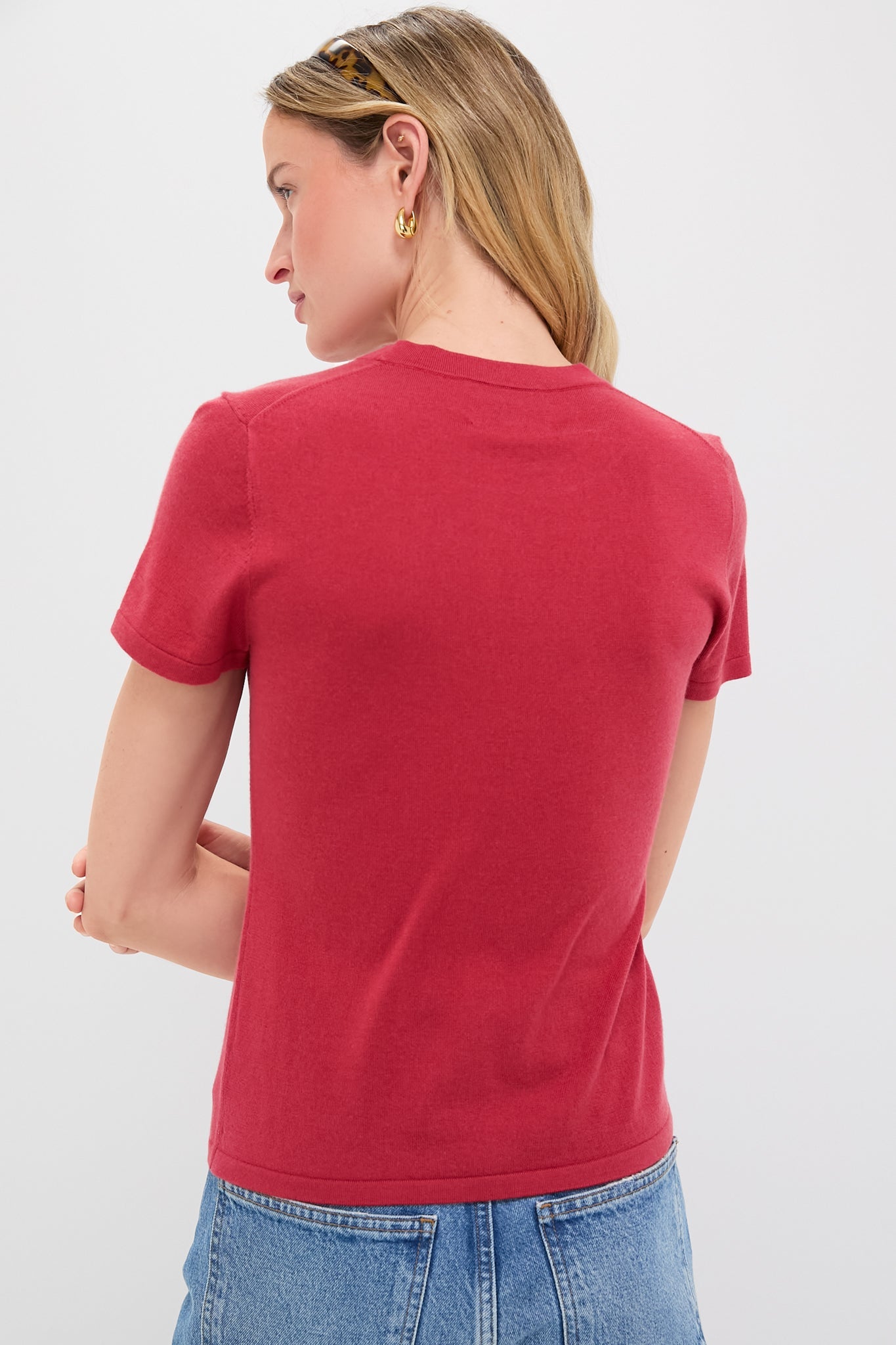 Red Cashmere Silk Blend Katie Tee