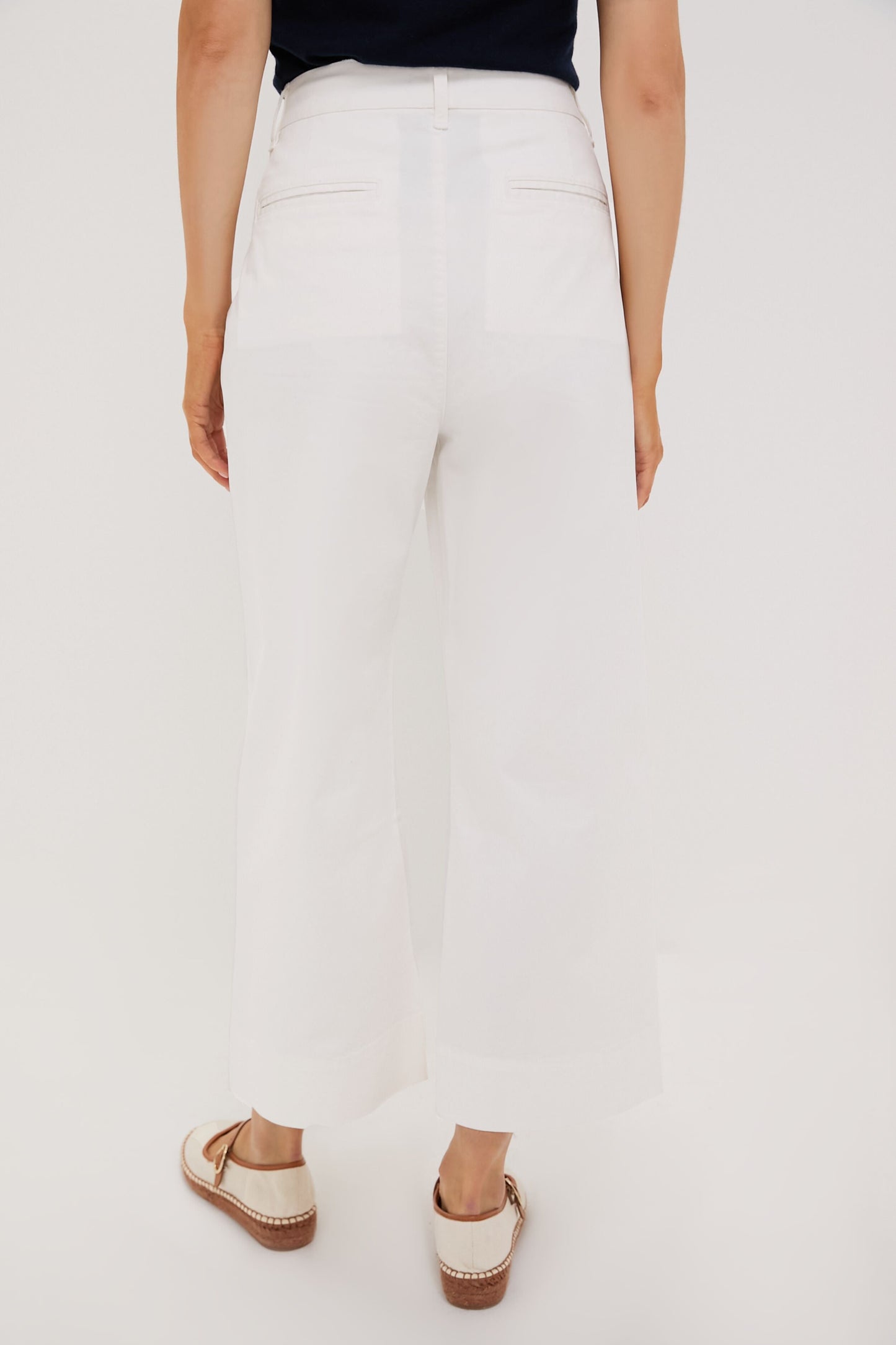 White Chino Wide Leg Stretch Davis Pants