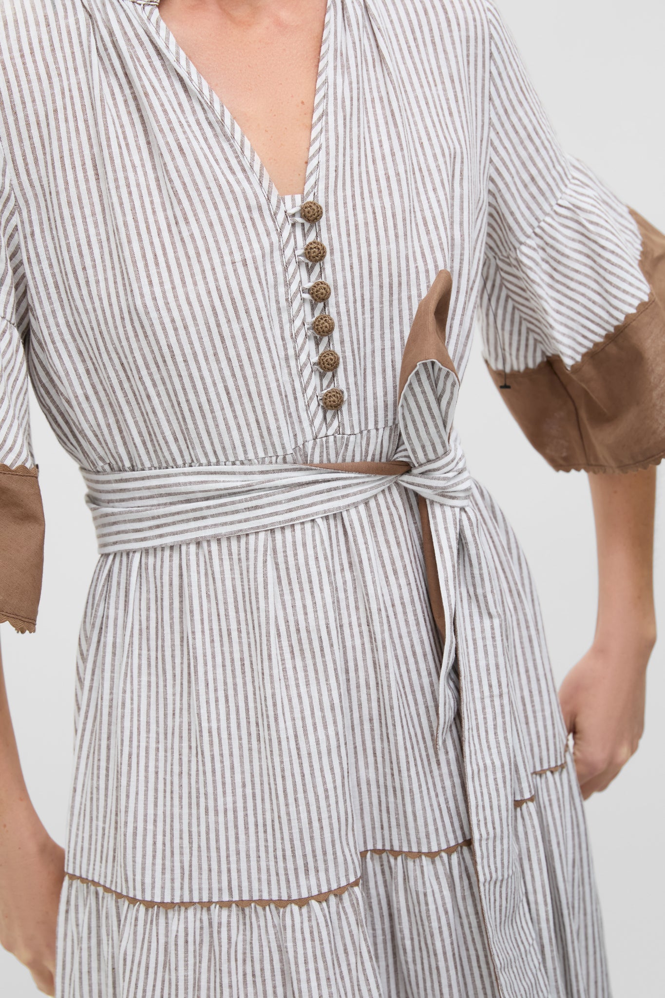 Tan Stripe Linen Joanna Dress