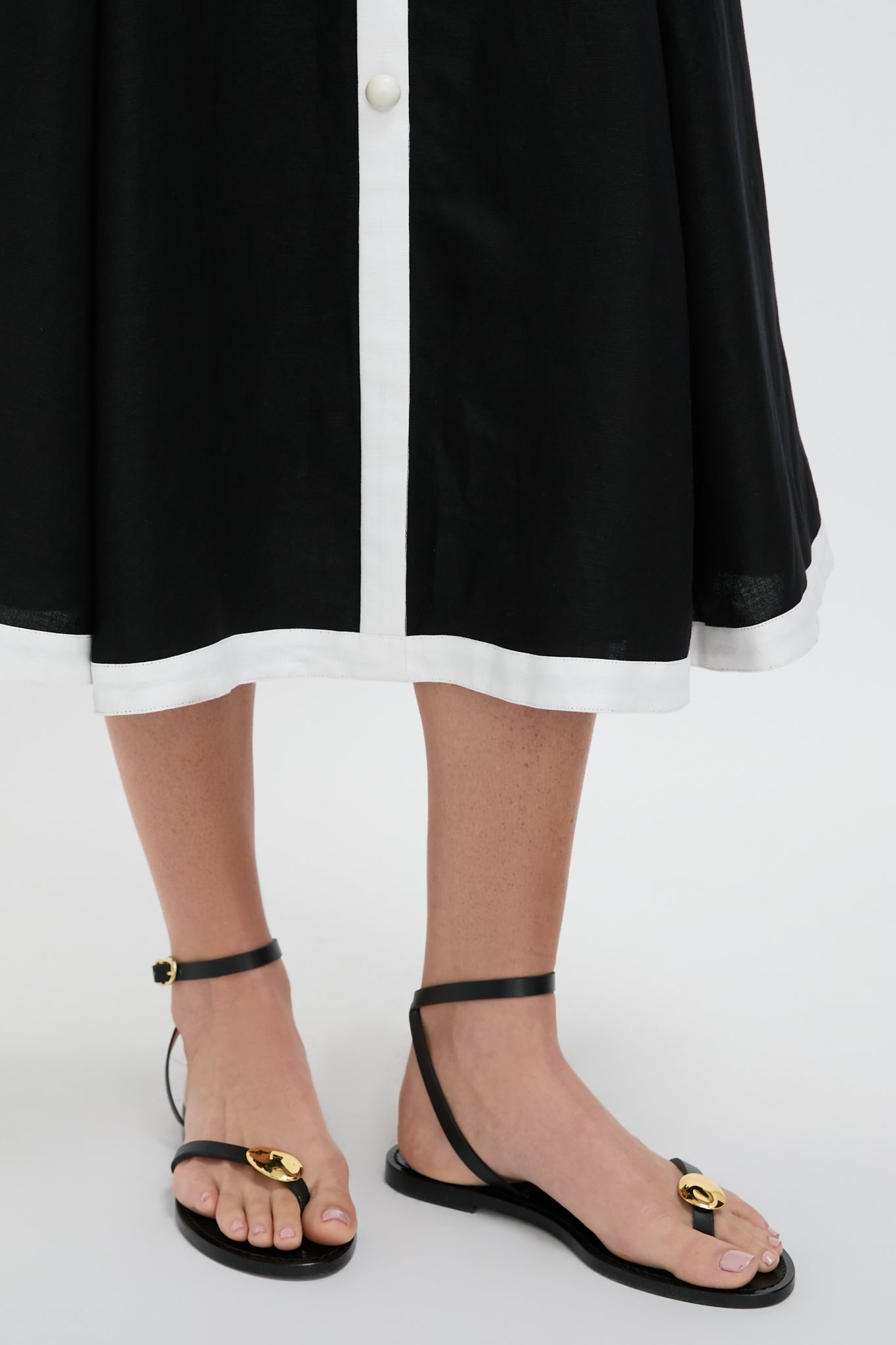 Black Multi Cordelia Sleeveless Button Down Midi Dress