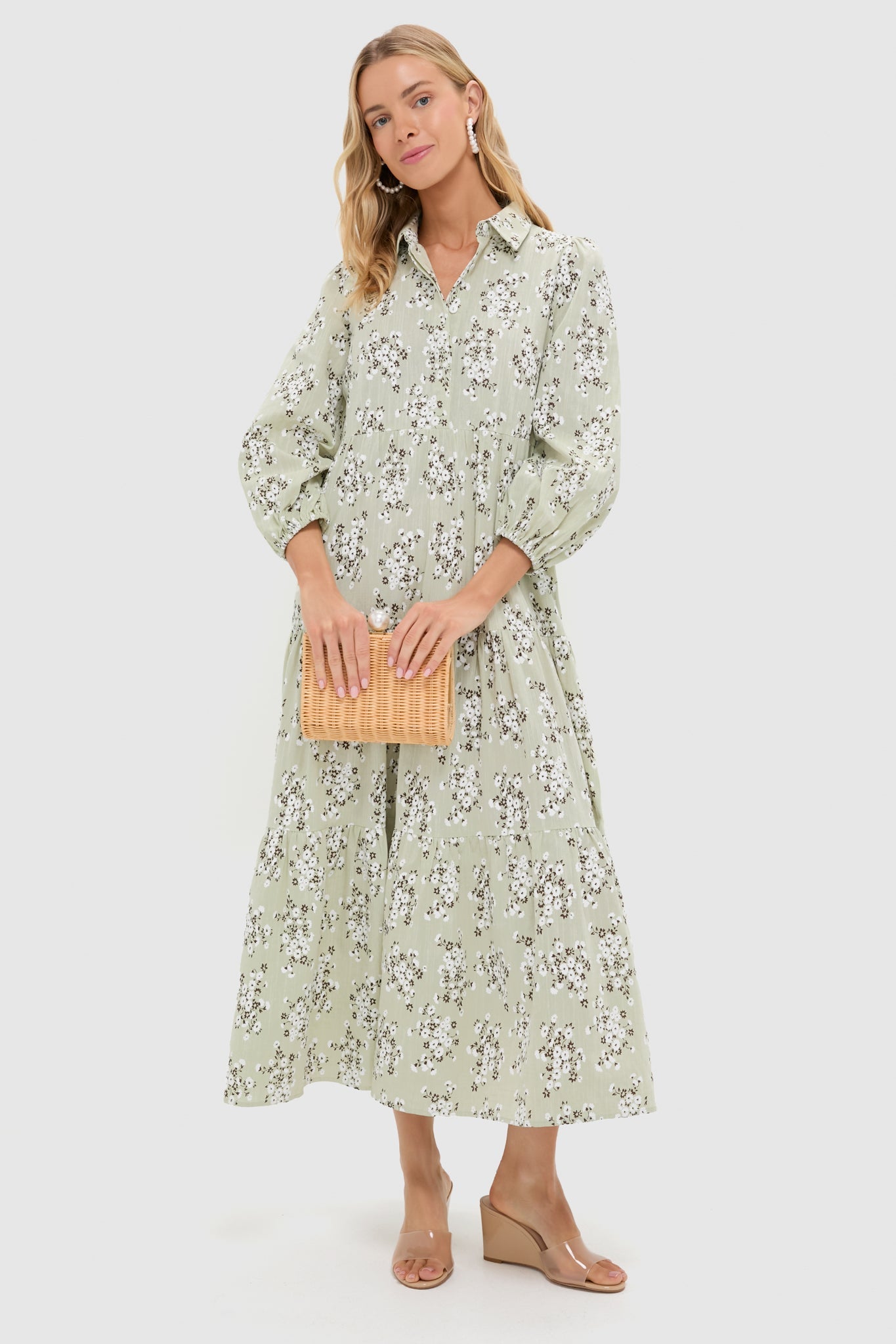 Green Ditsy Floral Mabel Maxi Dress