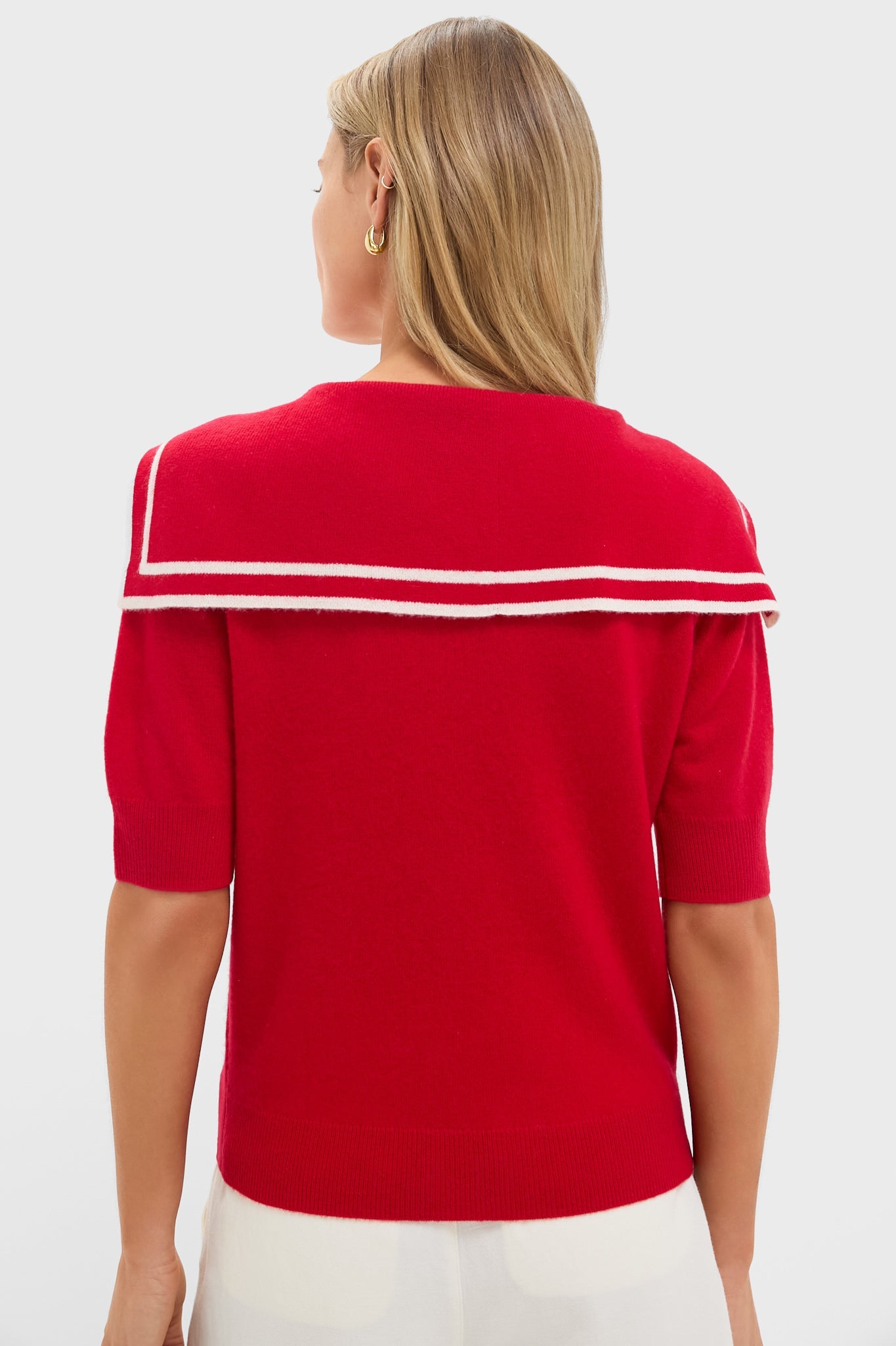 Red and Ivory Cashmere Sailor Sweater