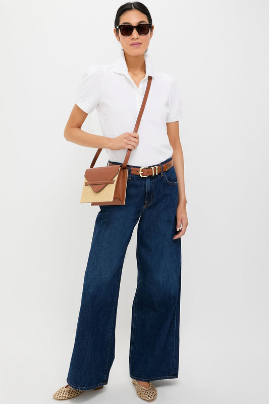 White Pique Puff Sleeve Peggy Polo