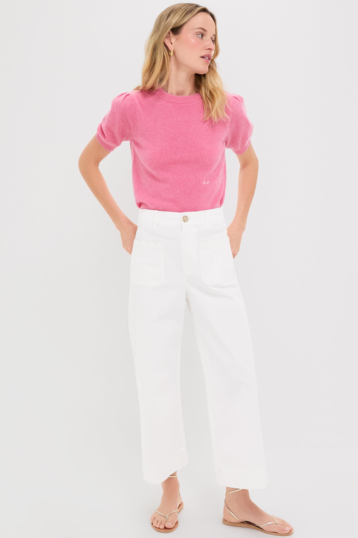 Pink Short Sleeve Cashmere Audrey Sweater