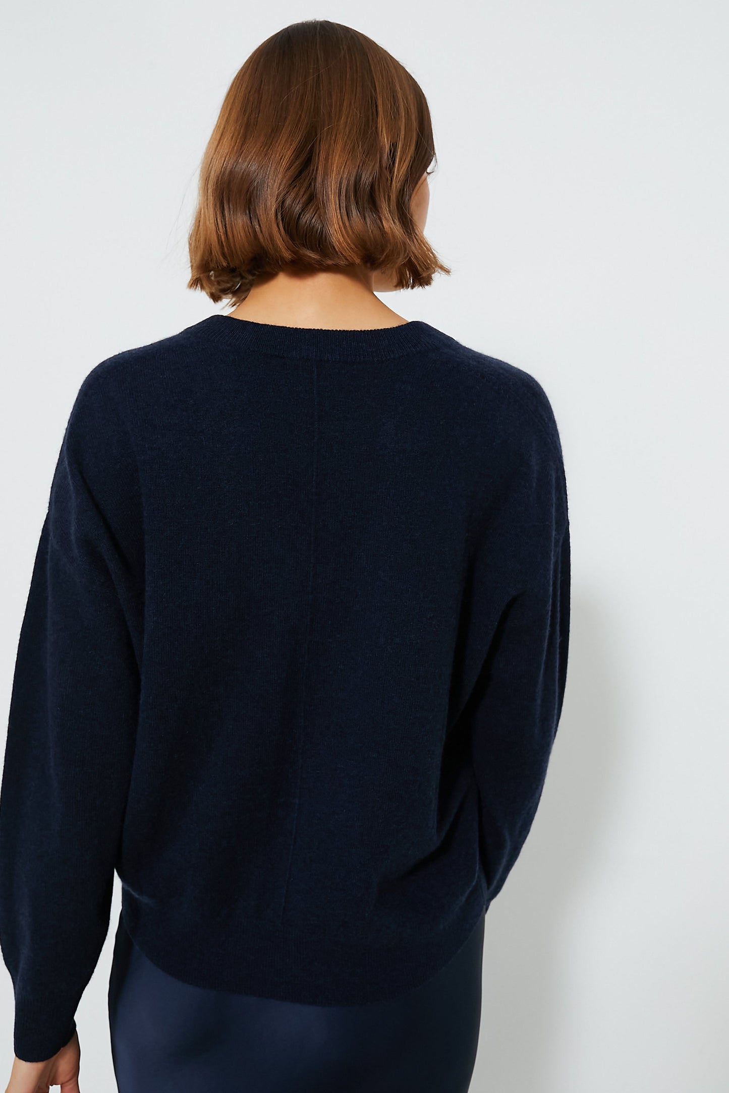 Navy Cashmere Emma V-Neck Boyfriend Sweater