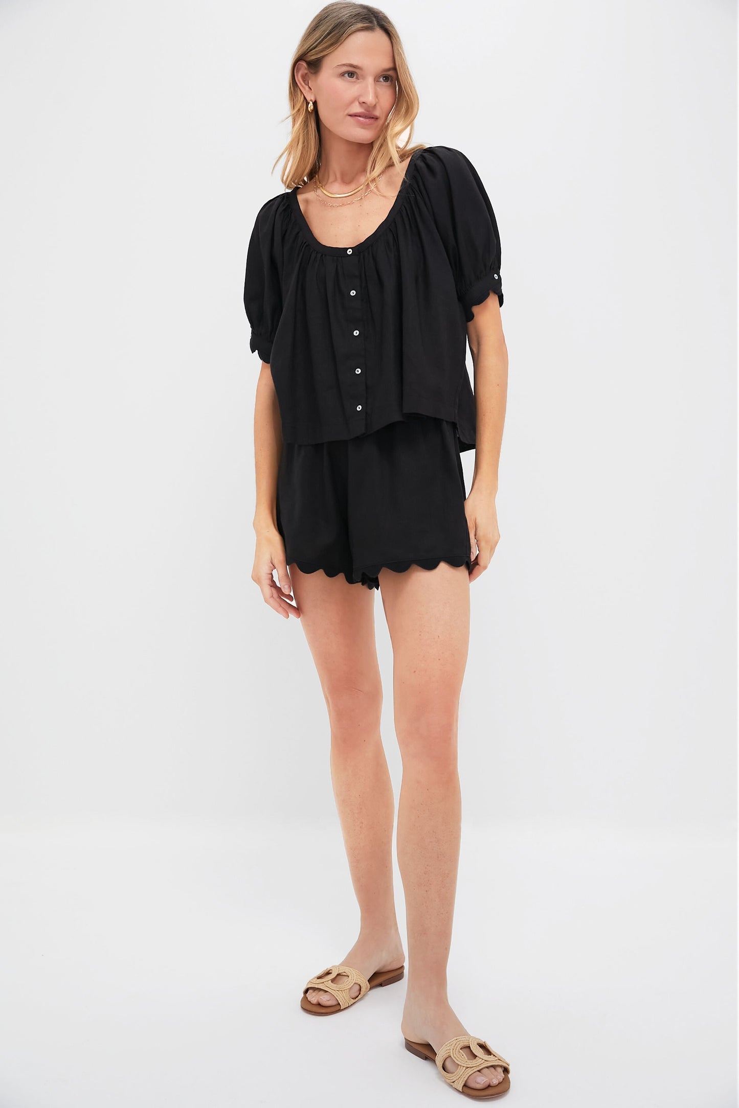 Black Linen Tully Top