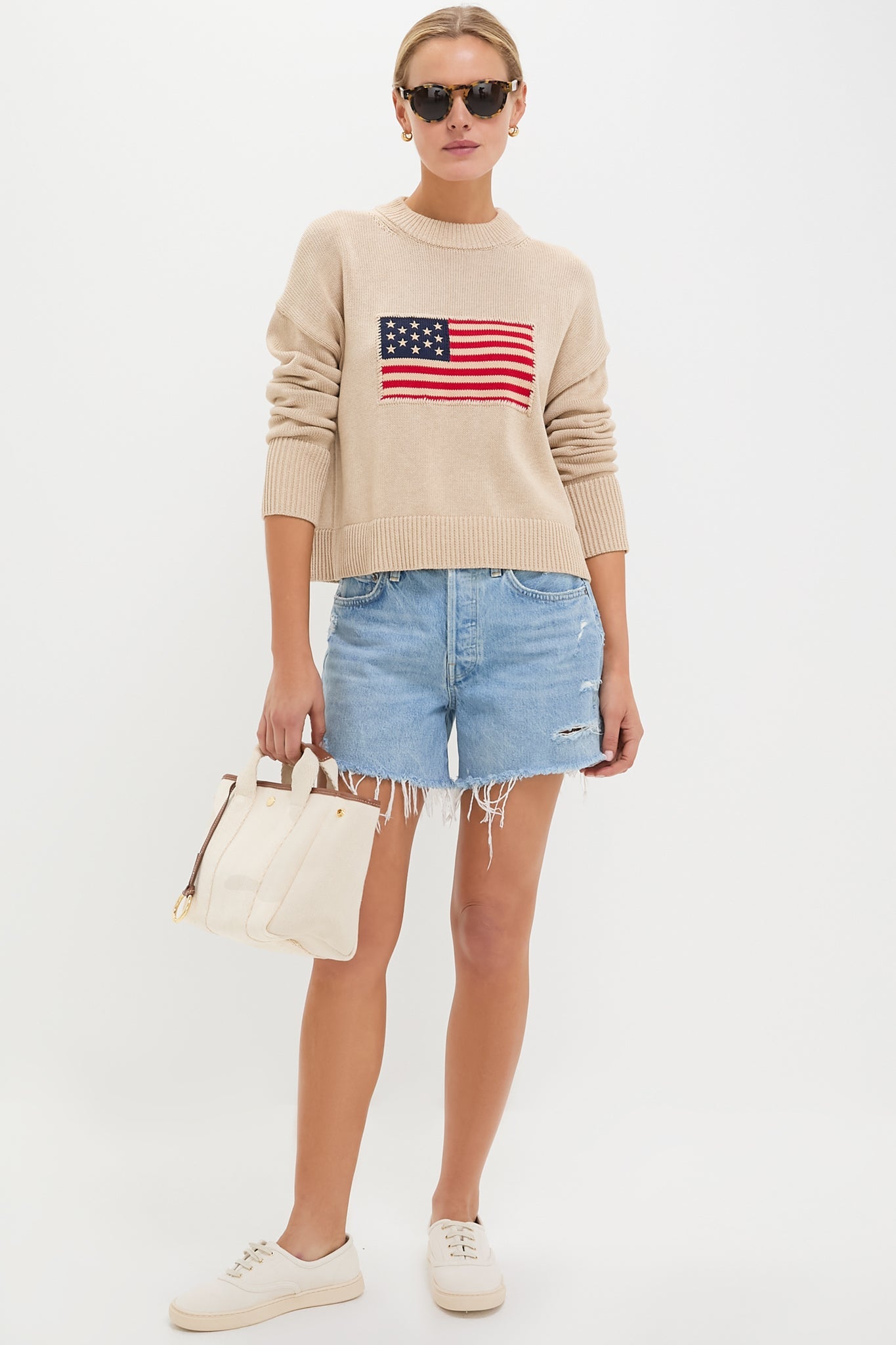 Cropped Beachwood Cotton Americana Sweater