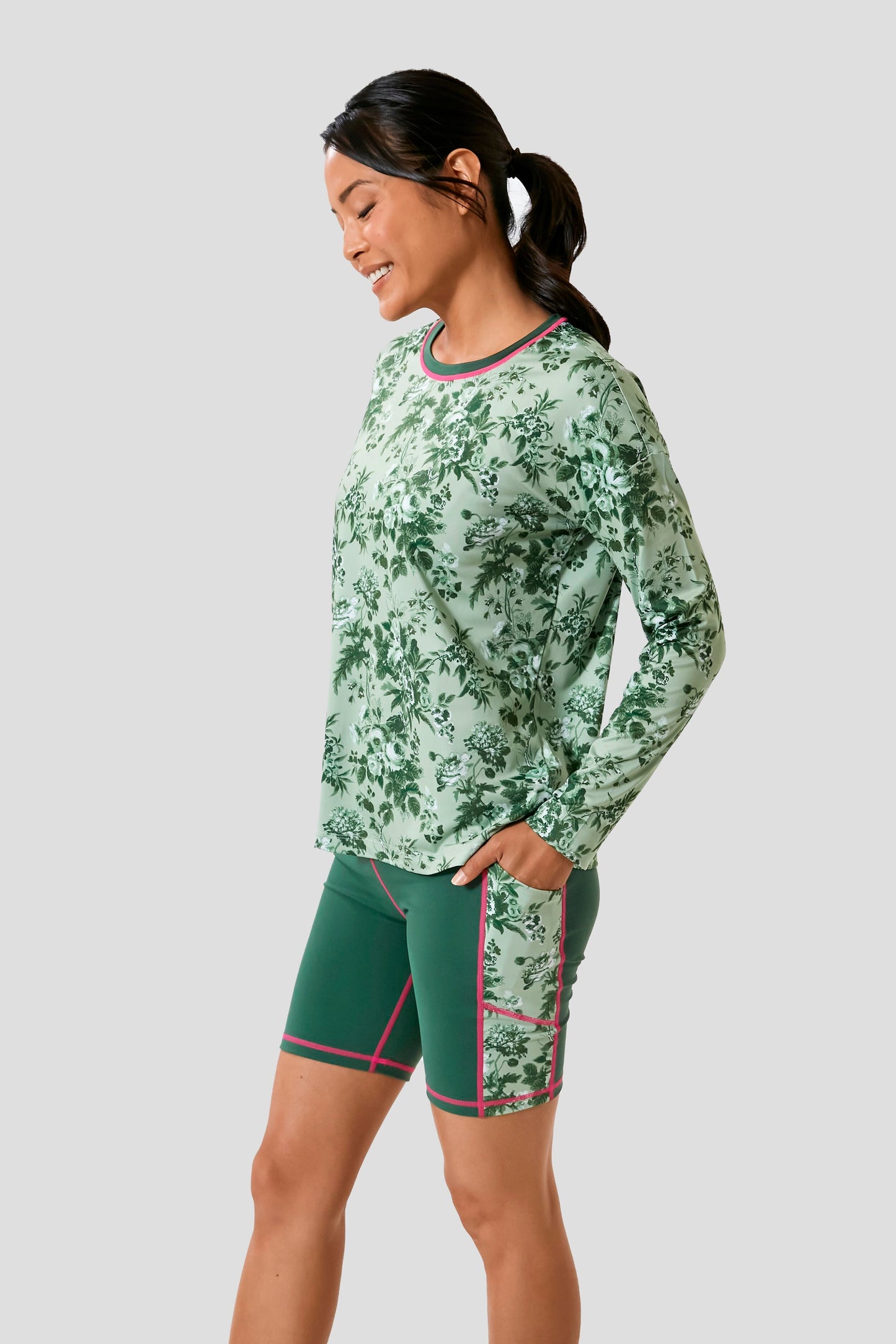 Green Bouquet Long Sleeve Ryan Boyfriend Tee