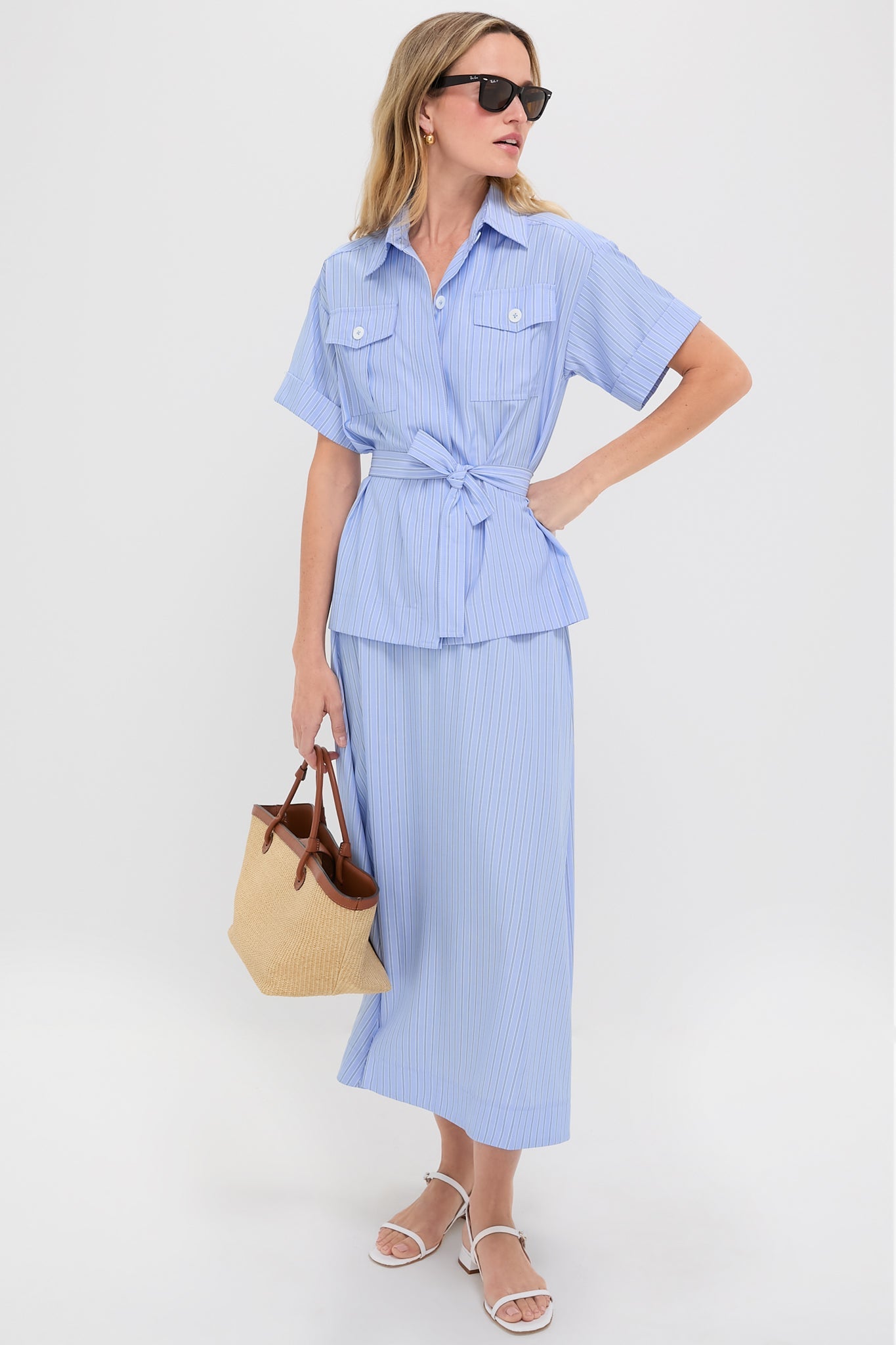 Cornflower Blue Stripe Evelyn Skirt