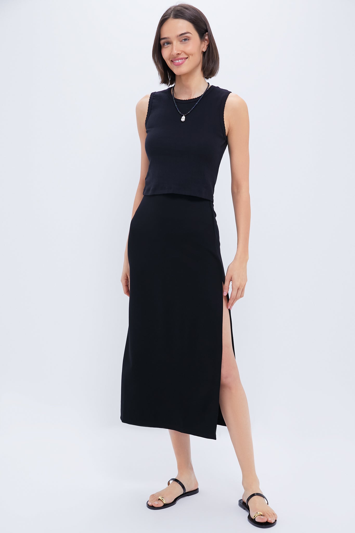Black Rio Side Slit Skirt
