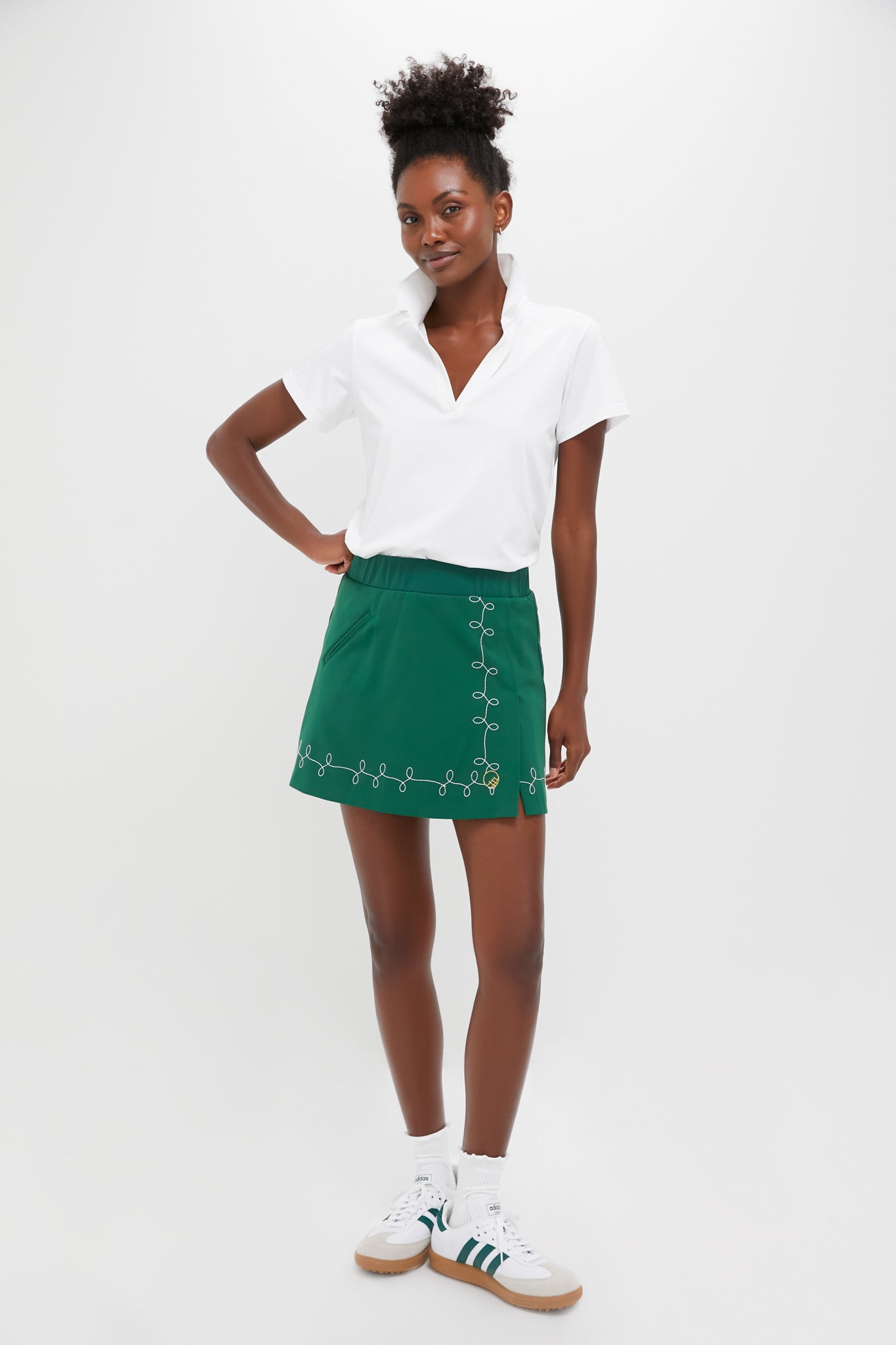White Short Sleeve Caroline Polo