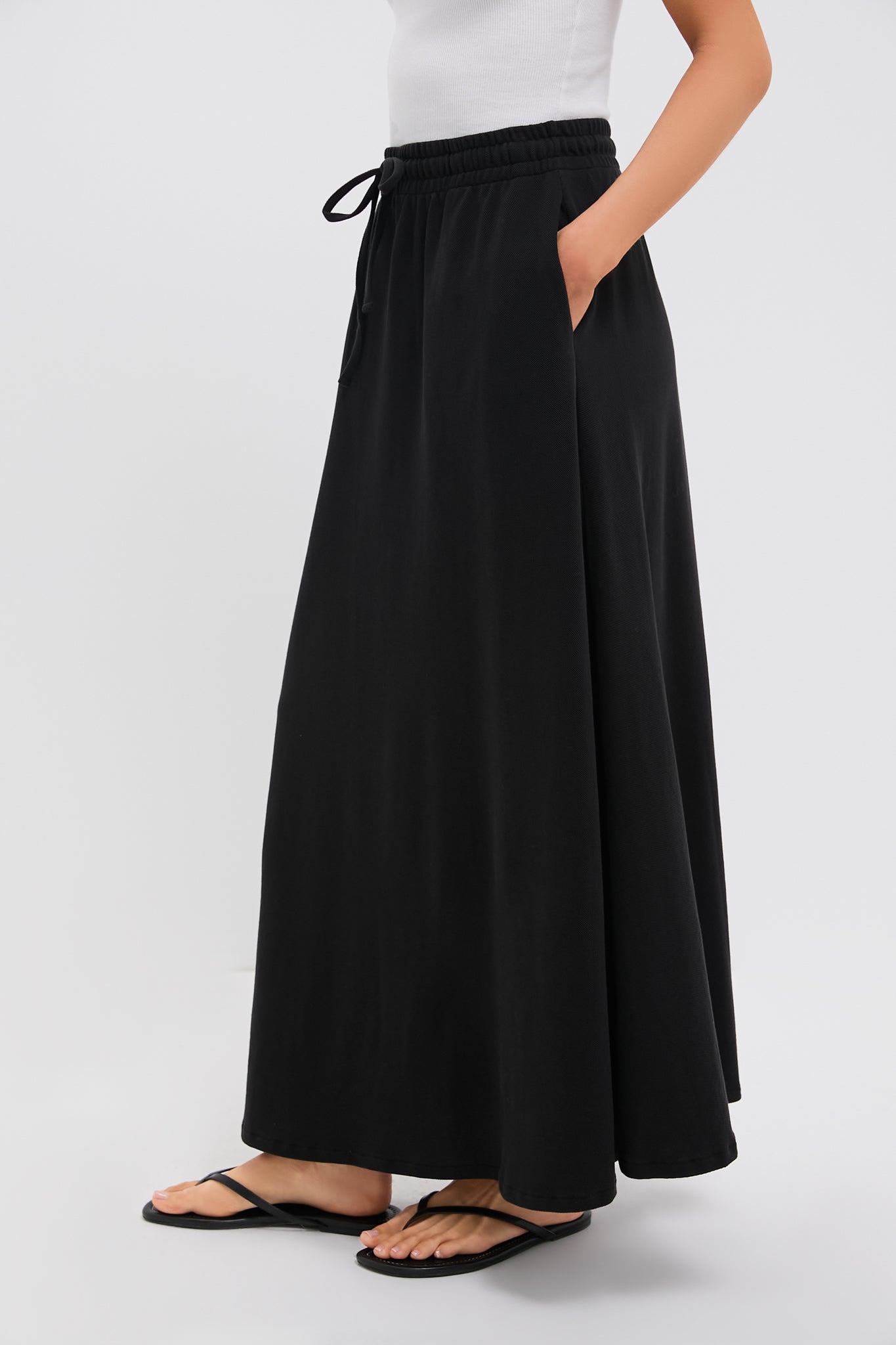 Black Pique Ballard Maxi Skirt