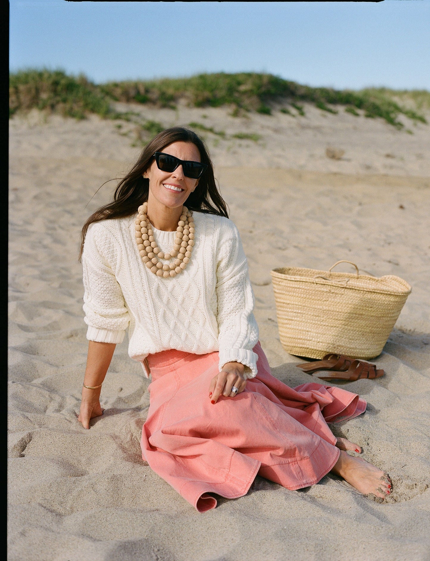 Ivory Cable Knit Courchevel Sweater