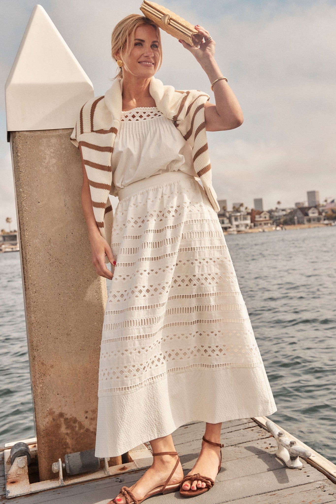 White Cotton Eyelet Laurel Skirt