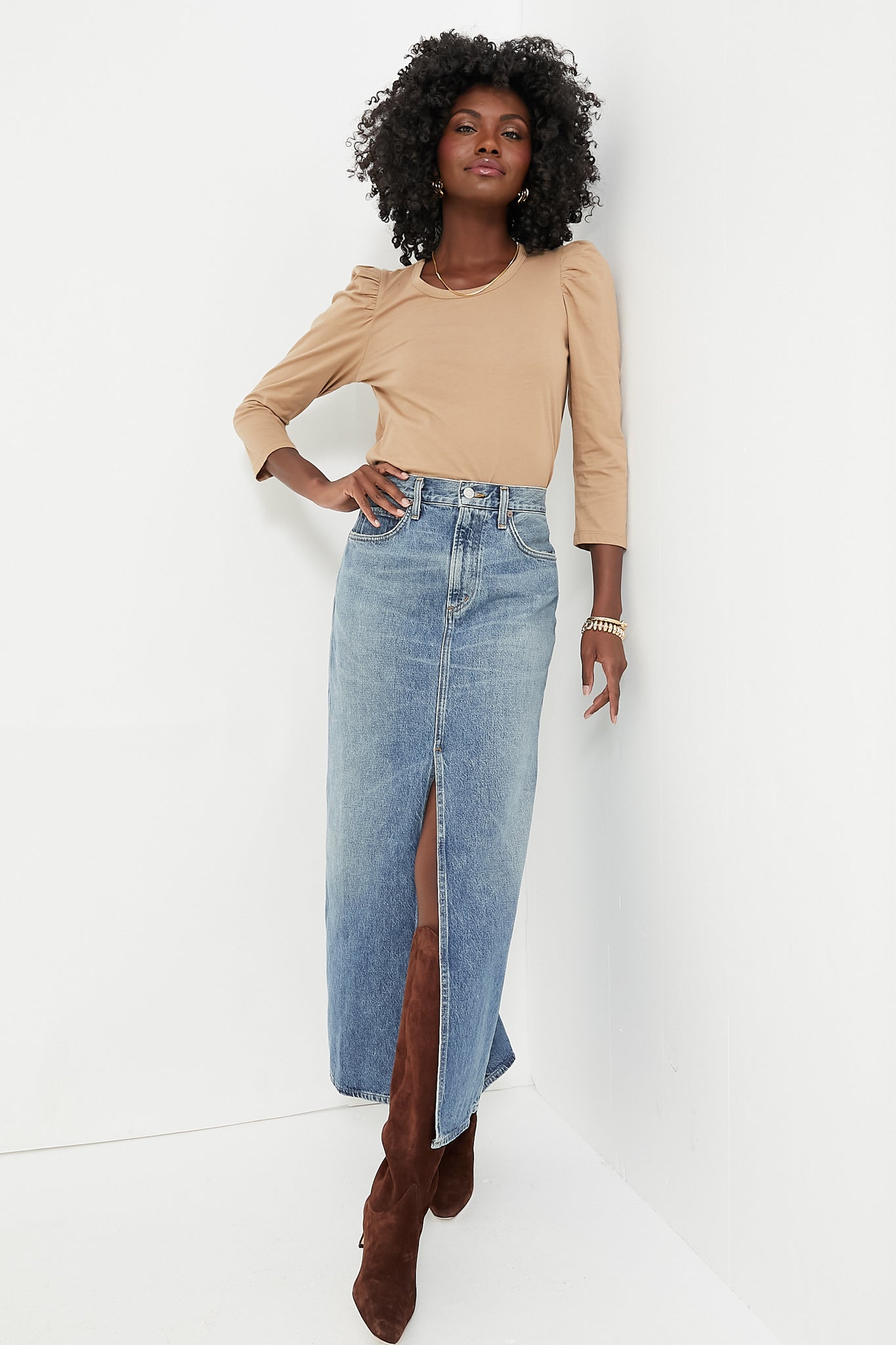 Tan Vesty Long Sleeve Crewneck