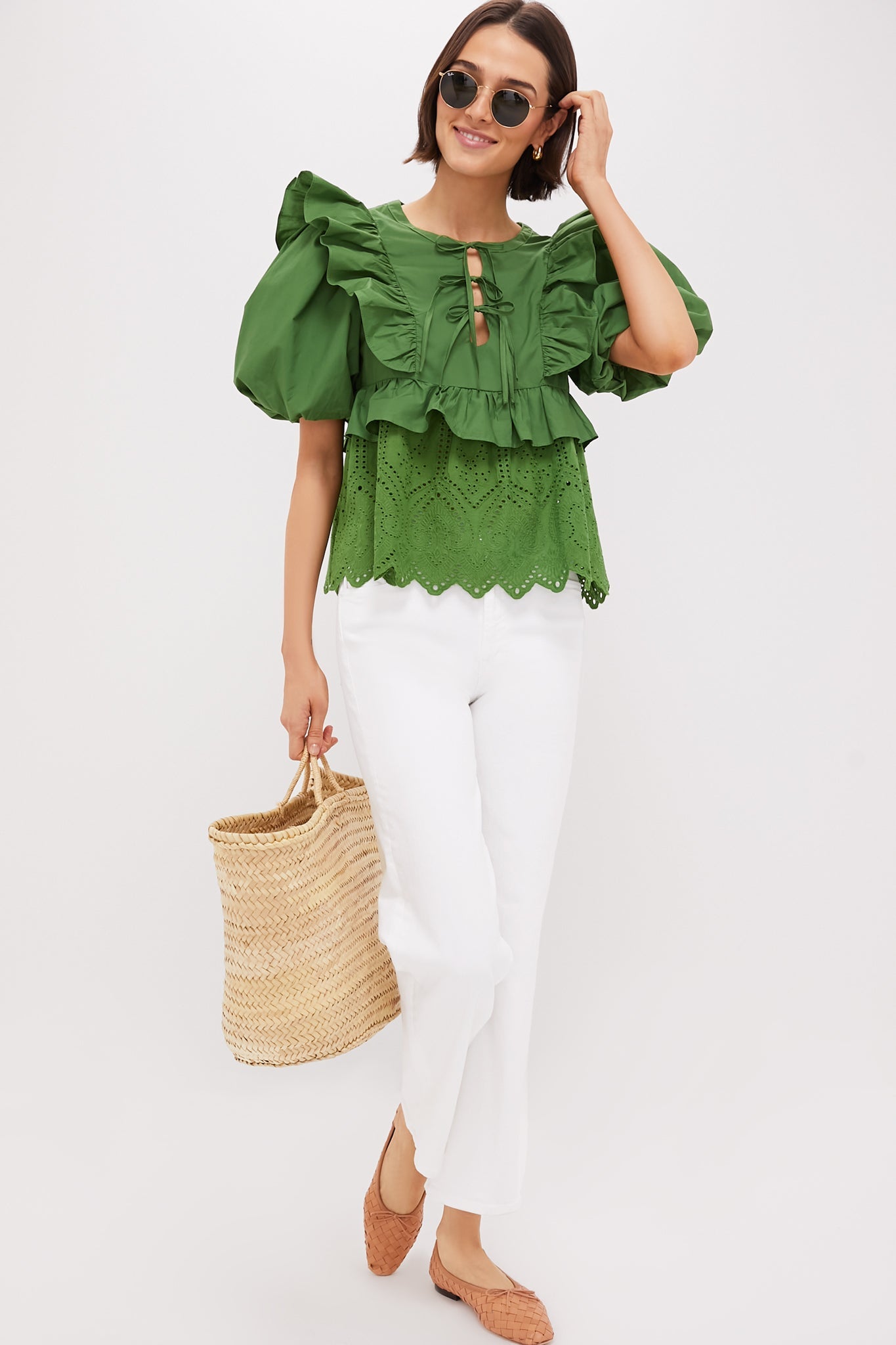 Forest Green Ruffle Nadia Blouse