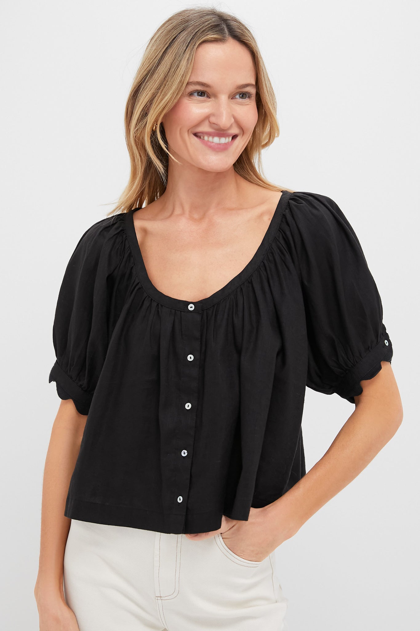 Black Linen Tully Top