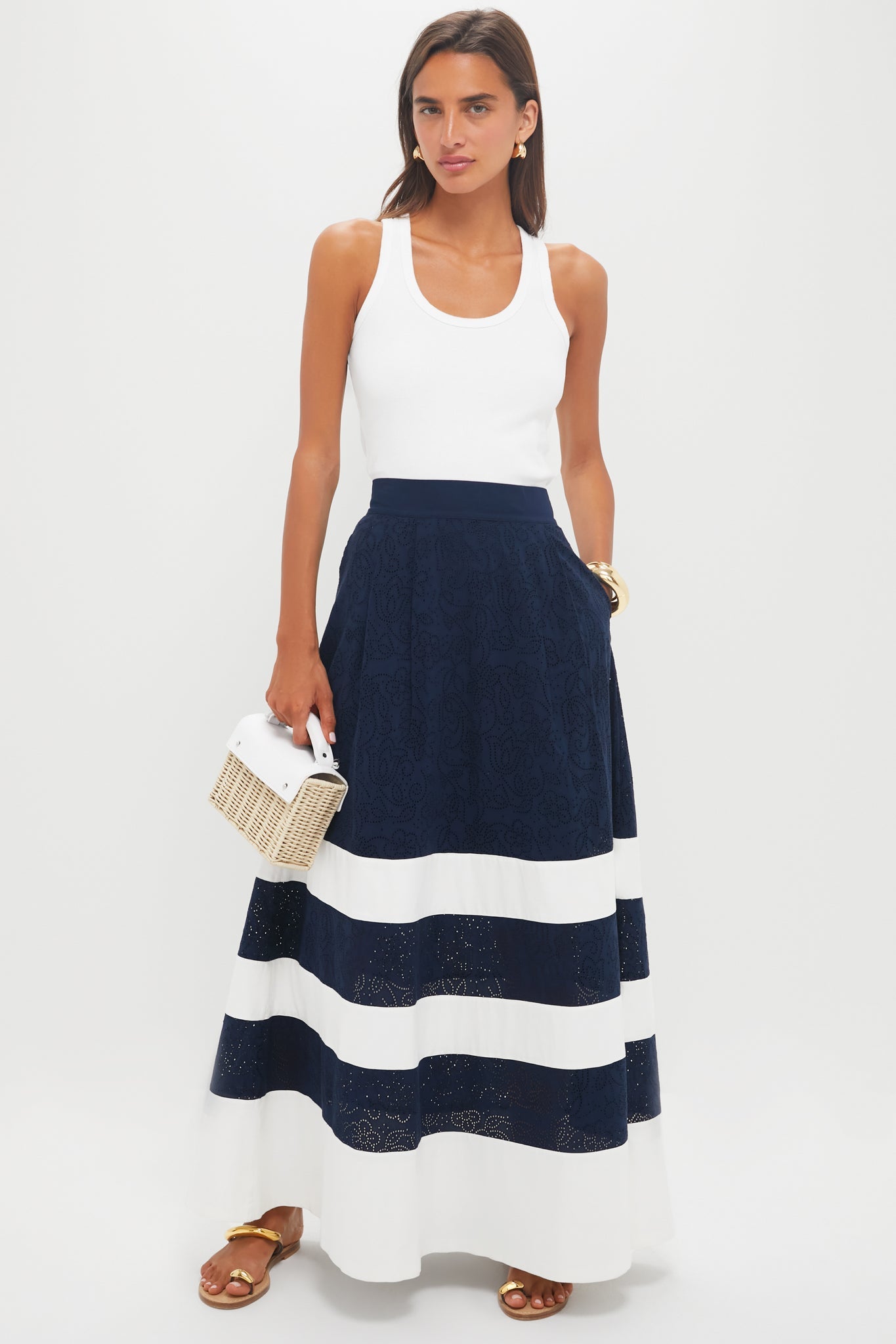 Blue and White Stripe Kit Maxi Skirt