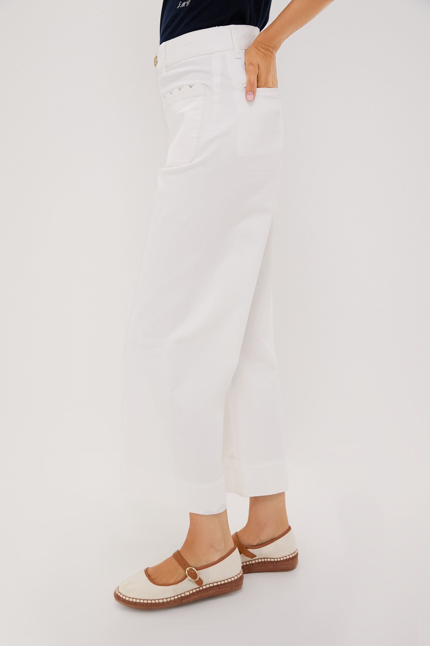White Chino Wide Leg Stretch Davis Pants