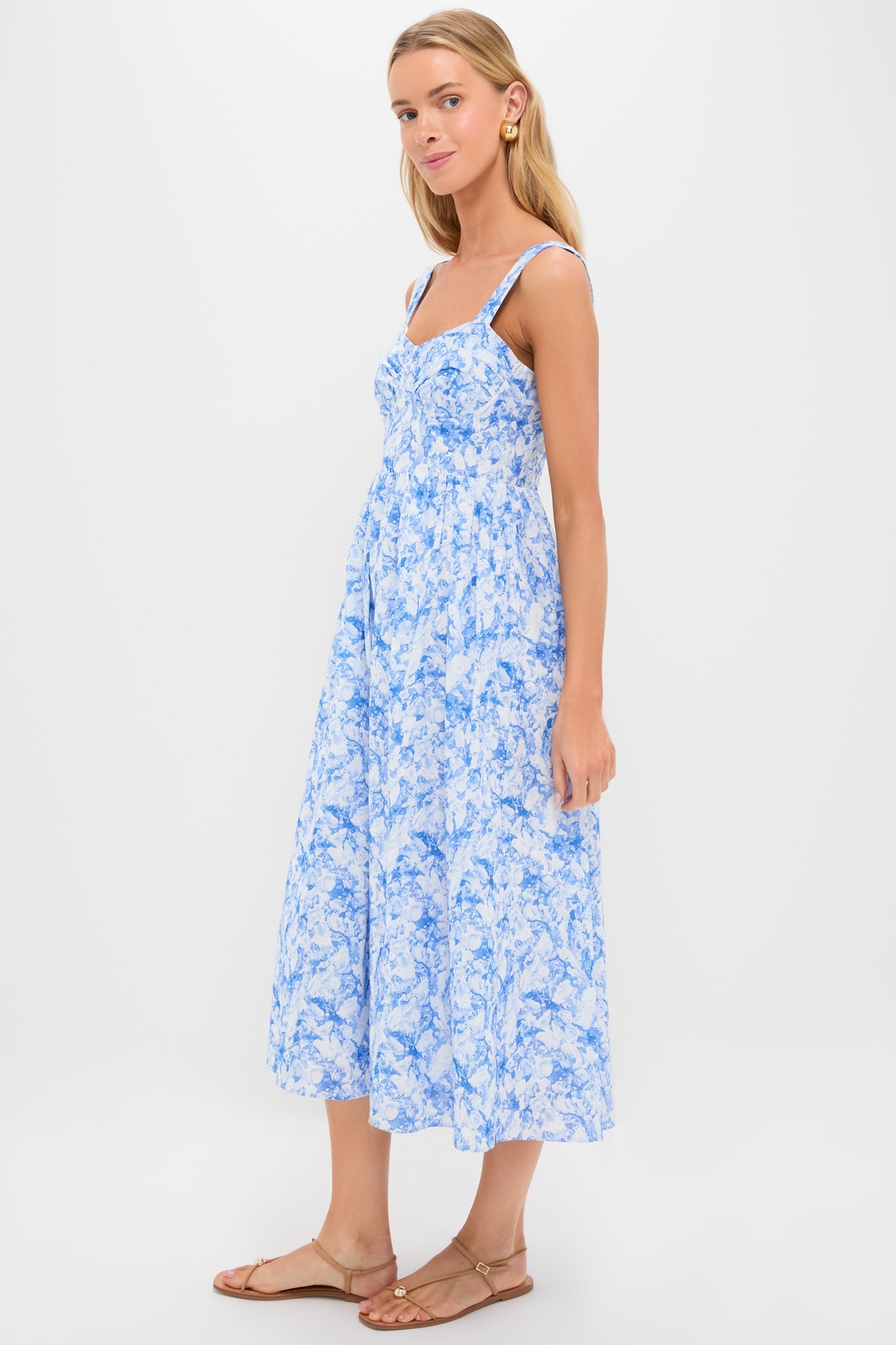Blue Watercolor Annette Midi Dress