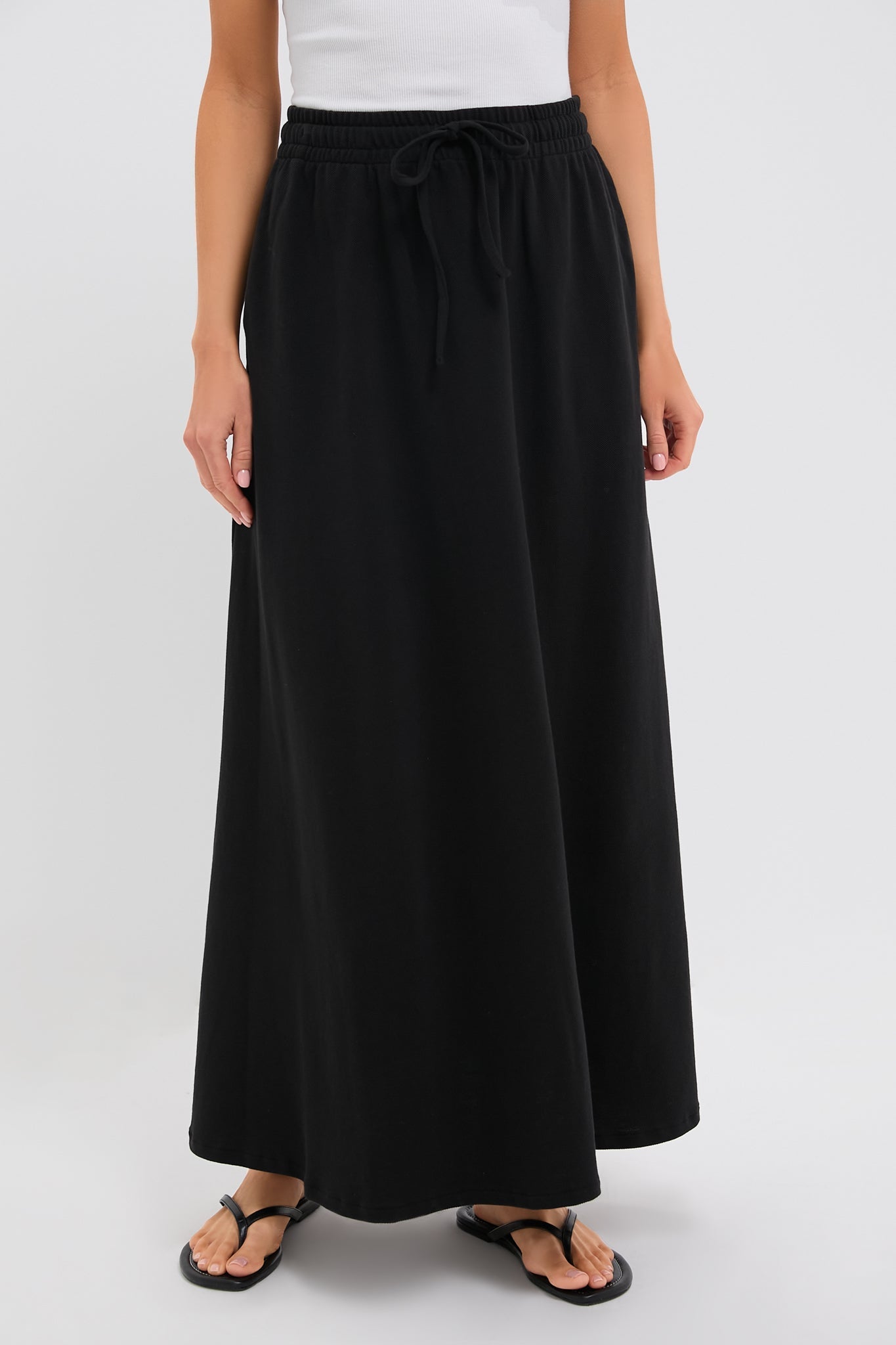 Black Pique Ballard Maxi Skirt