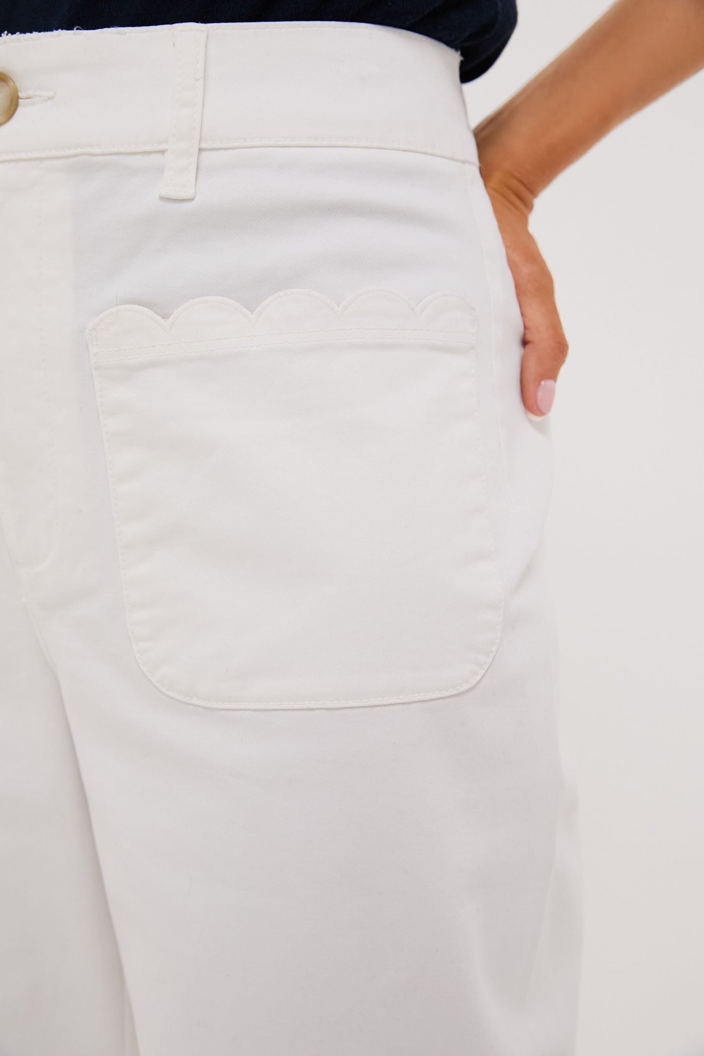 White Chino Wide Leg Stretch Davis Pants