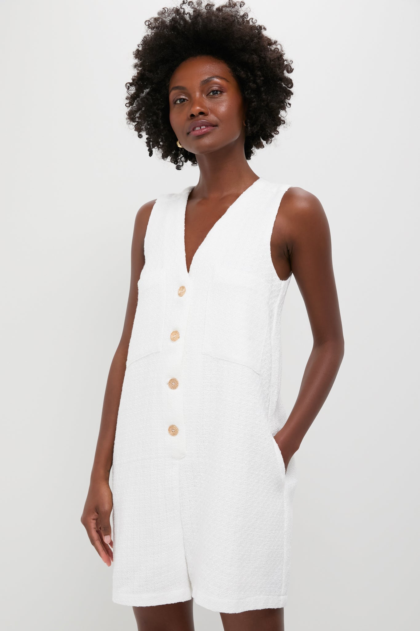White Textured Myla Romper
