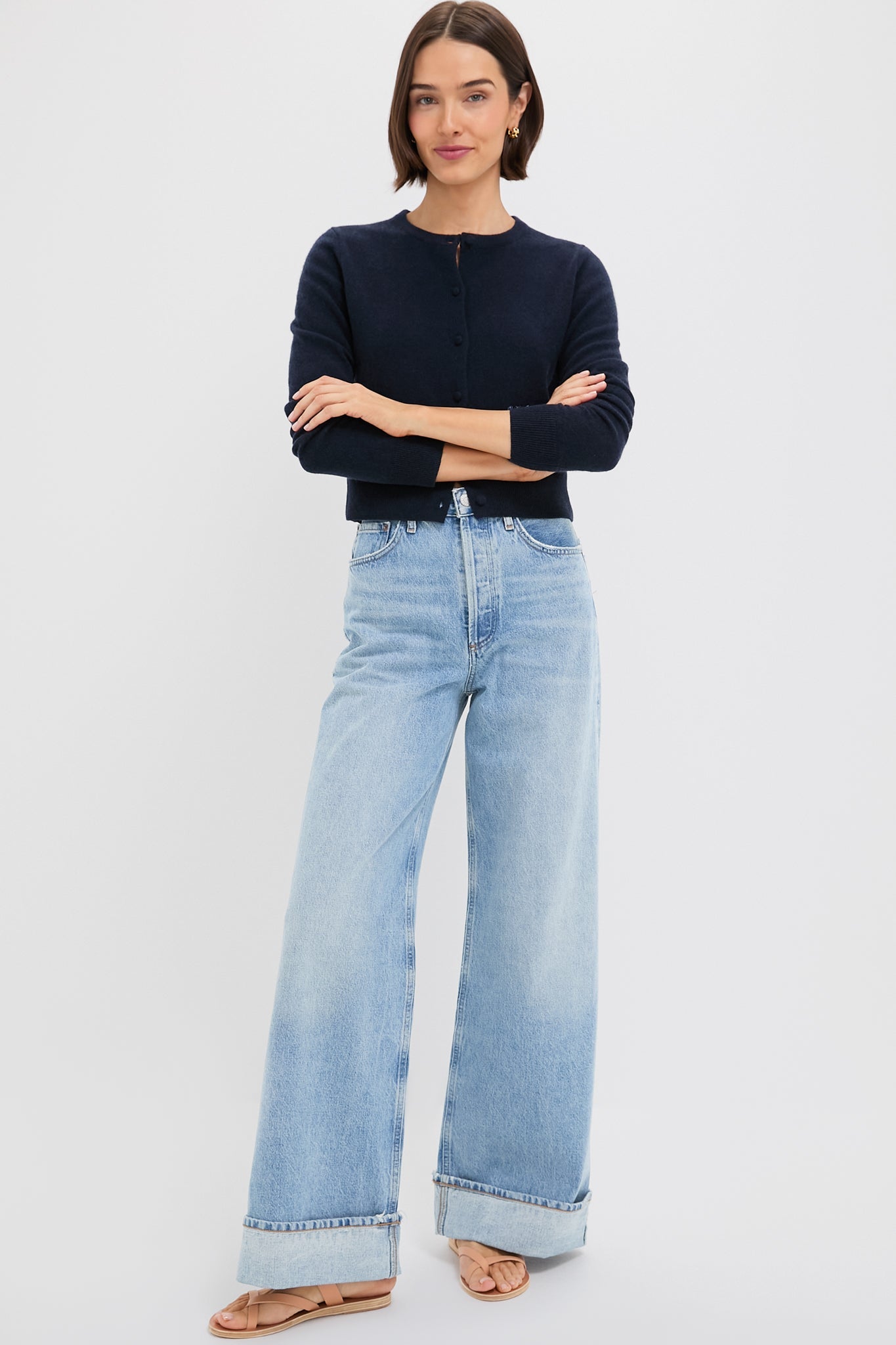 Navy Cashmere Riley Cardigan