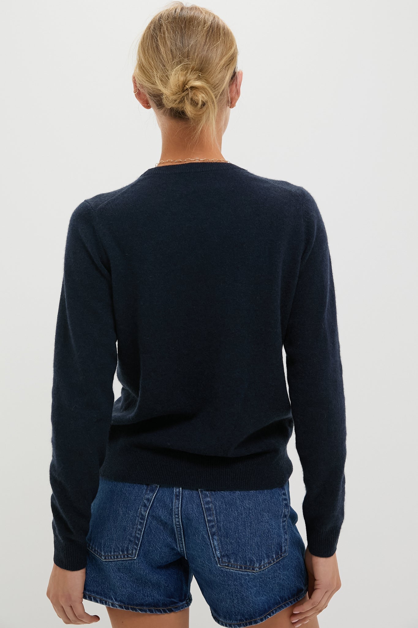 Navy Cashmere Crewneck Sweater