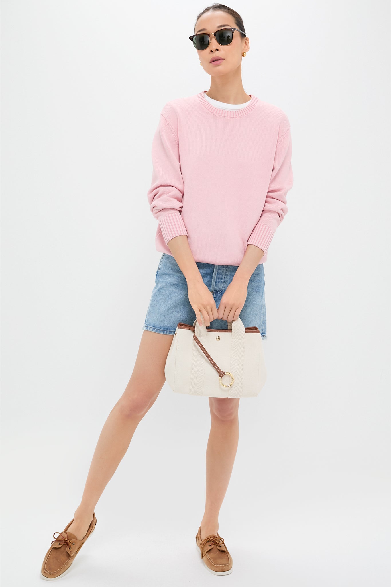 Pink Stone Washed Cotton Anne Crewneck Sweater