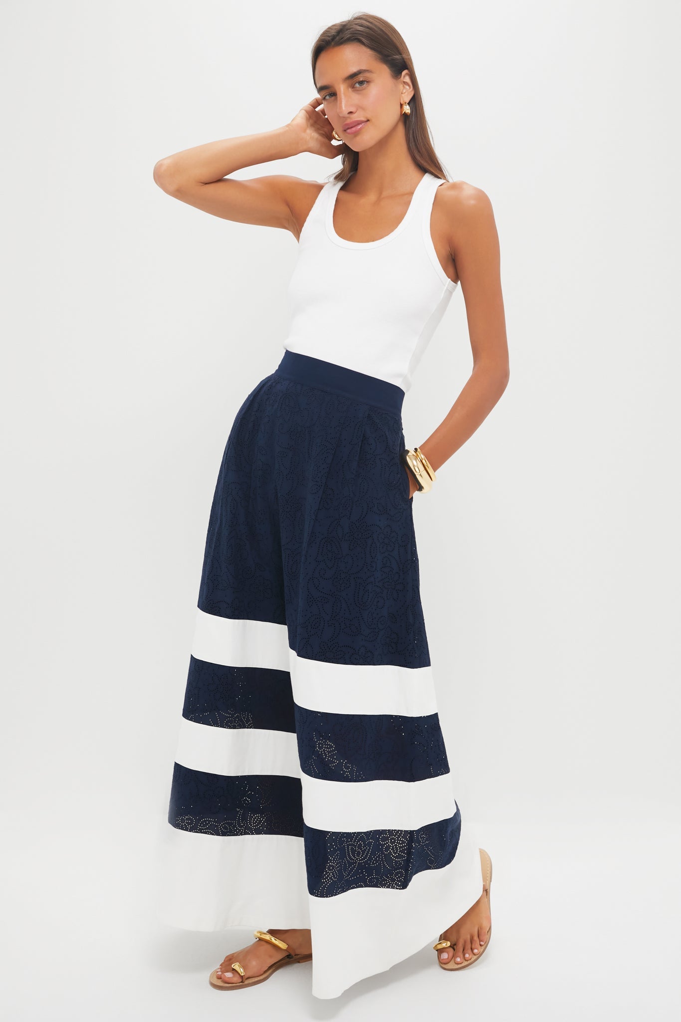 Blue and White Stripe Kit Maxi Skirt