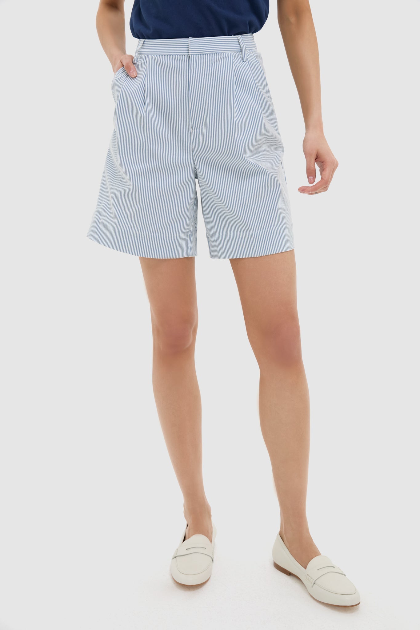 Blue Stretched Stripe Bedford Cord Felix Short