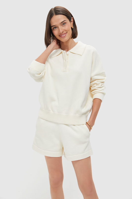 Ivory Knit Bode Polo Sweater