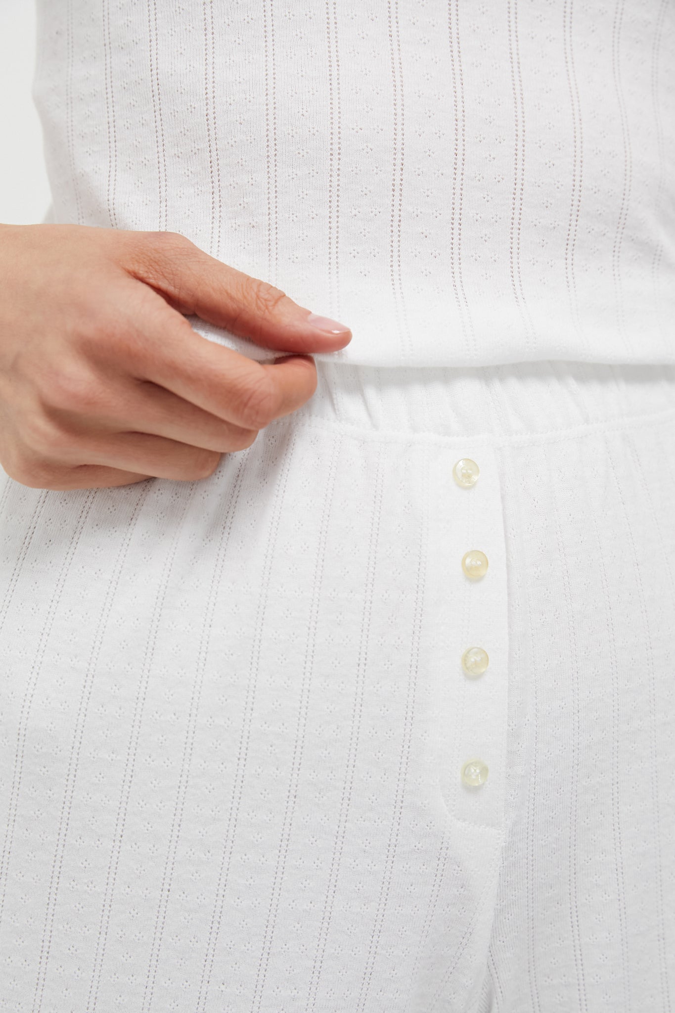 White Pointelle Boxer Pants