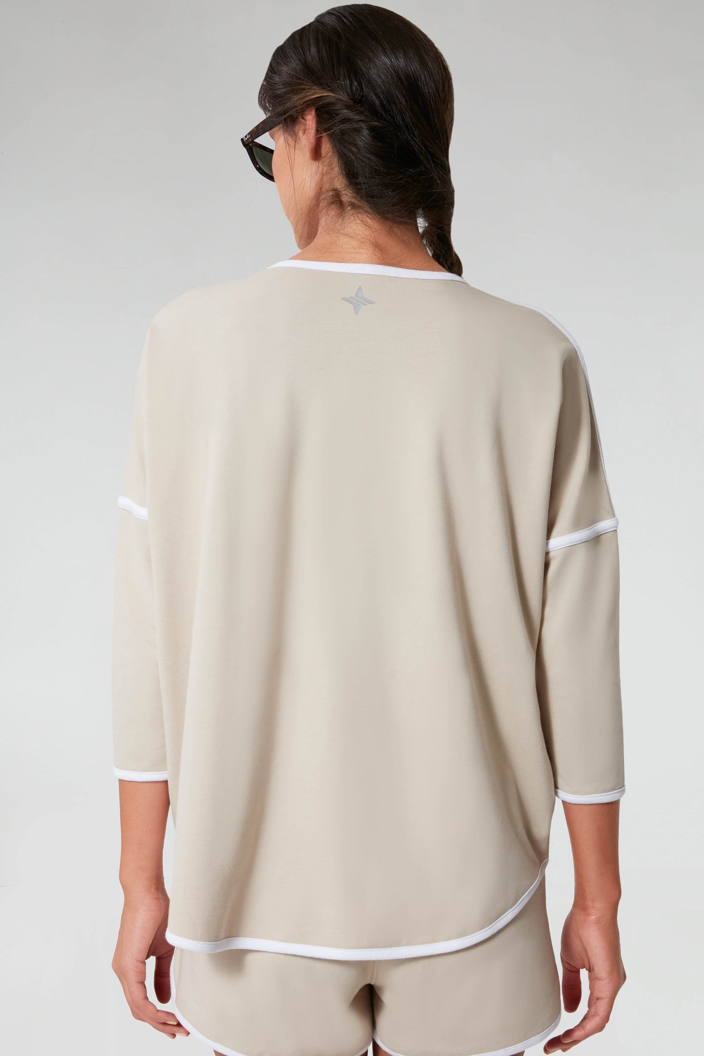 Sand and White Terry Farah Pullover