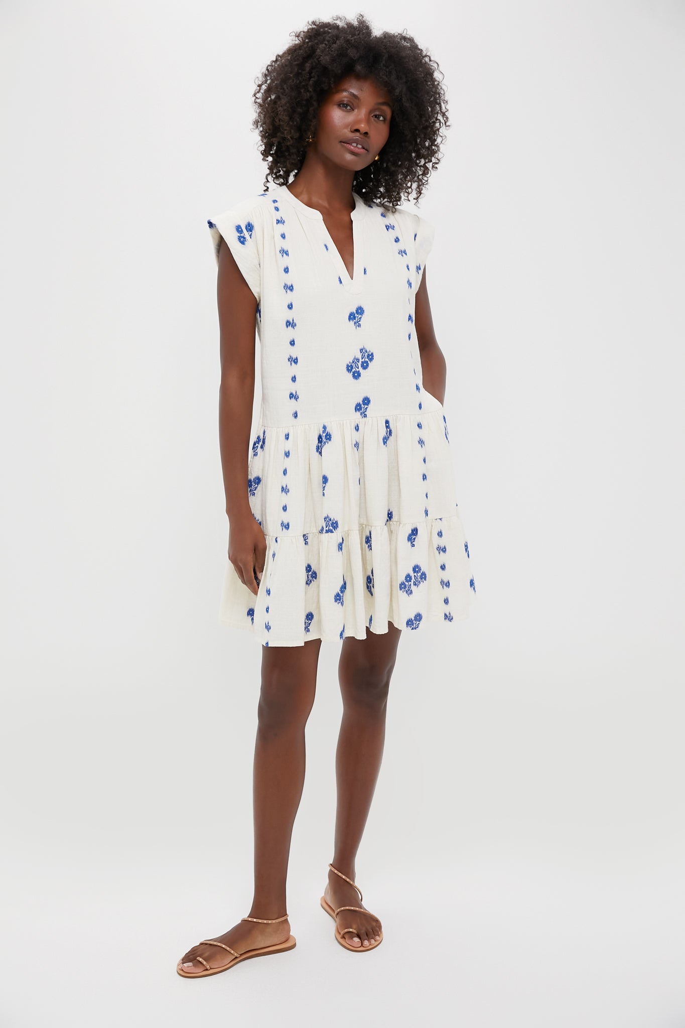Wicklow Blue Roll Sleeve Mini Dress