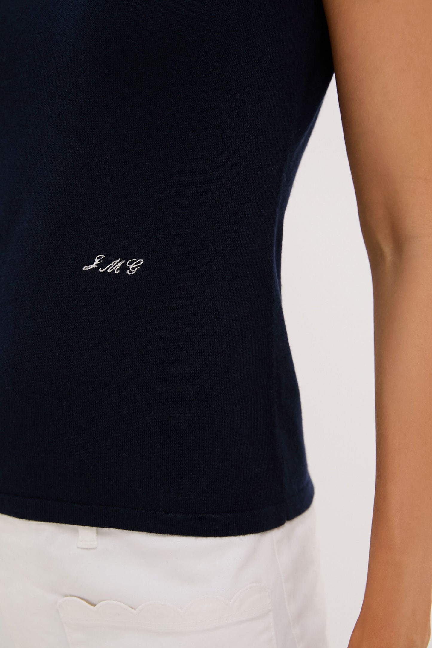 Navy Cashmere Silk Blend Katie Tee