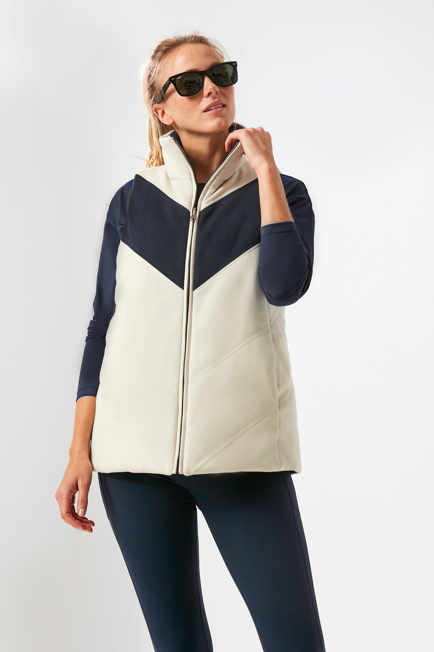 White and Navy Reversible Varsity Vest